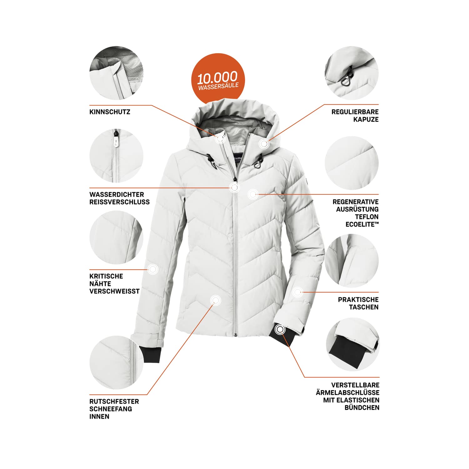 Damen killtec Weiß KSW 31 WMN SKI QLTD JCKT 00101 50 Funktionsjacke