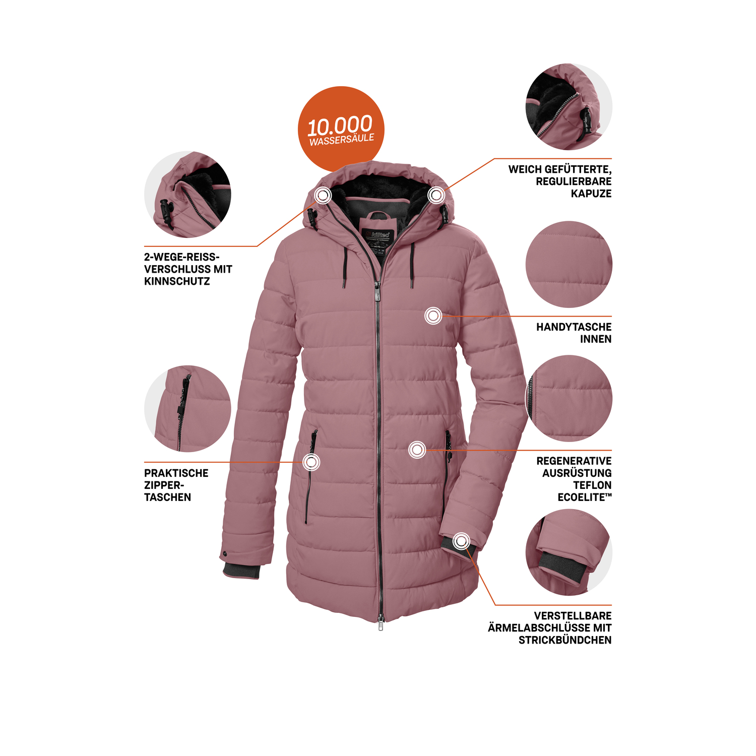 Damen killtec Pink KOW 55 WMN QLTD PRK 00441 50 Mantel