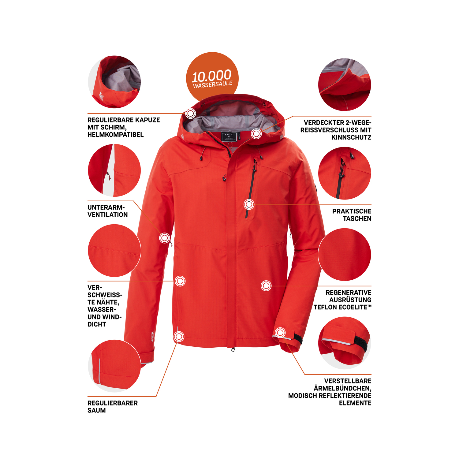 Herren killtec Rot KOS 27 MN JCKT Funktionsjacke