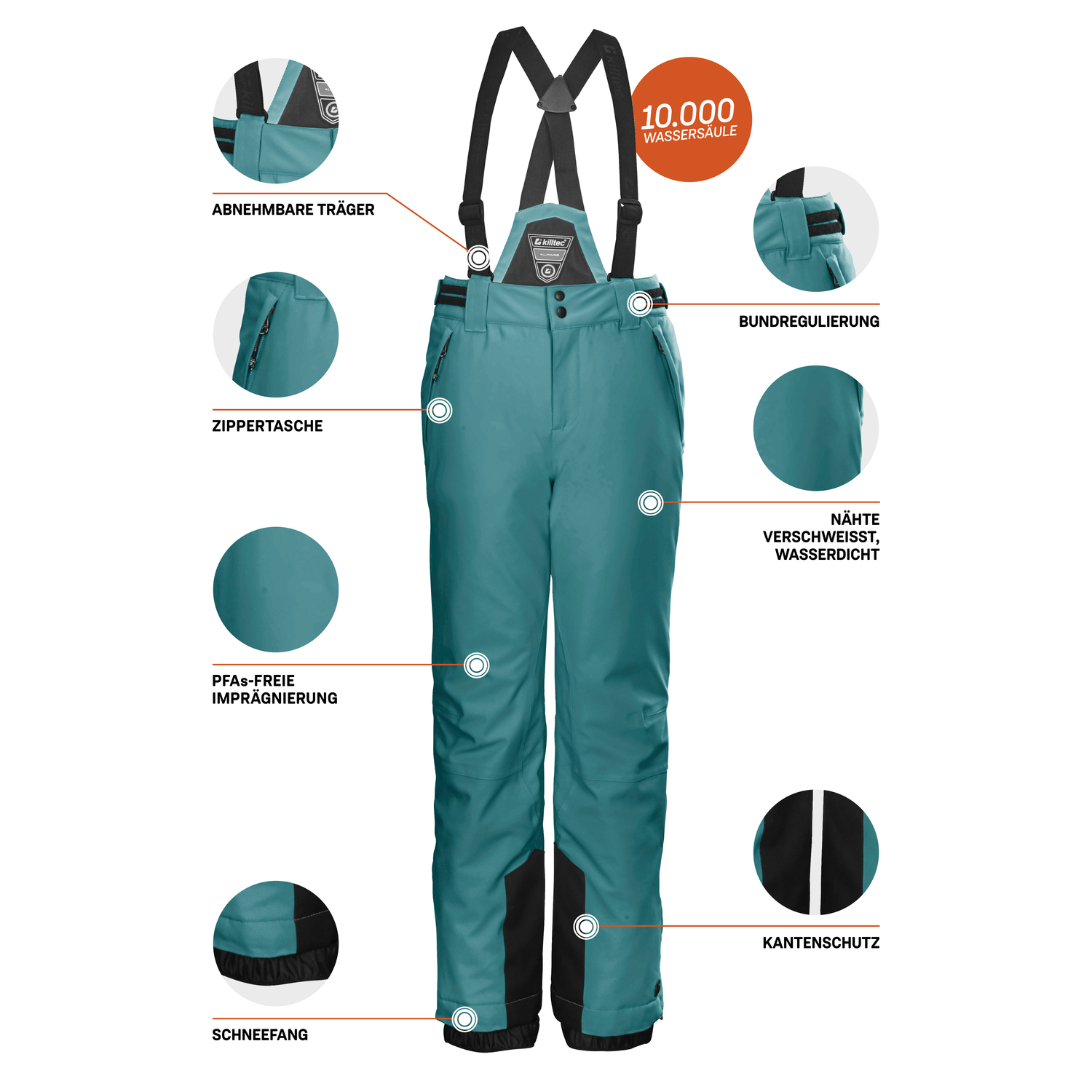 Mädchen Kinder killtec Grün KSW 77 GRLS SKI PNTS 00786 176 Latzhose
