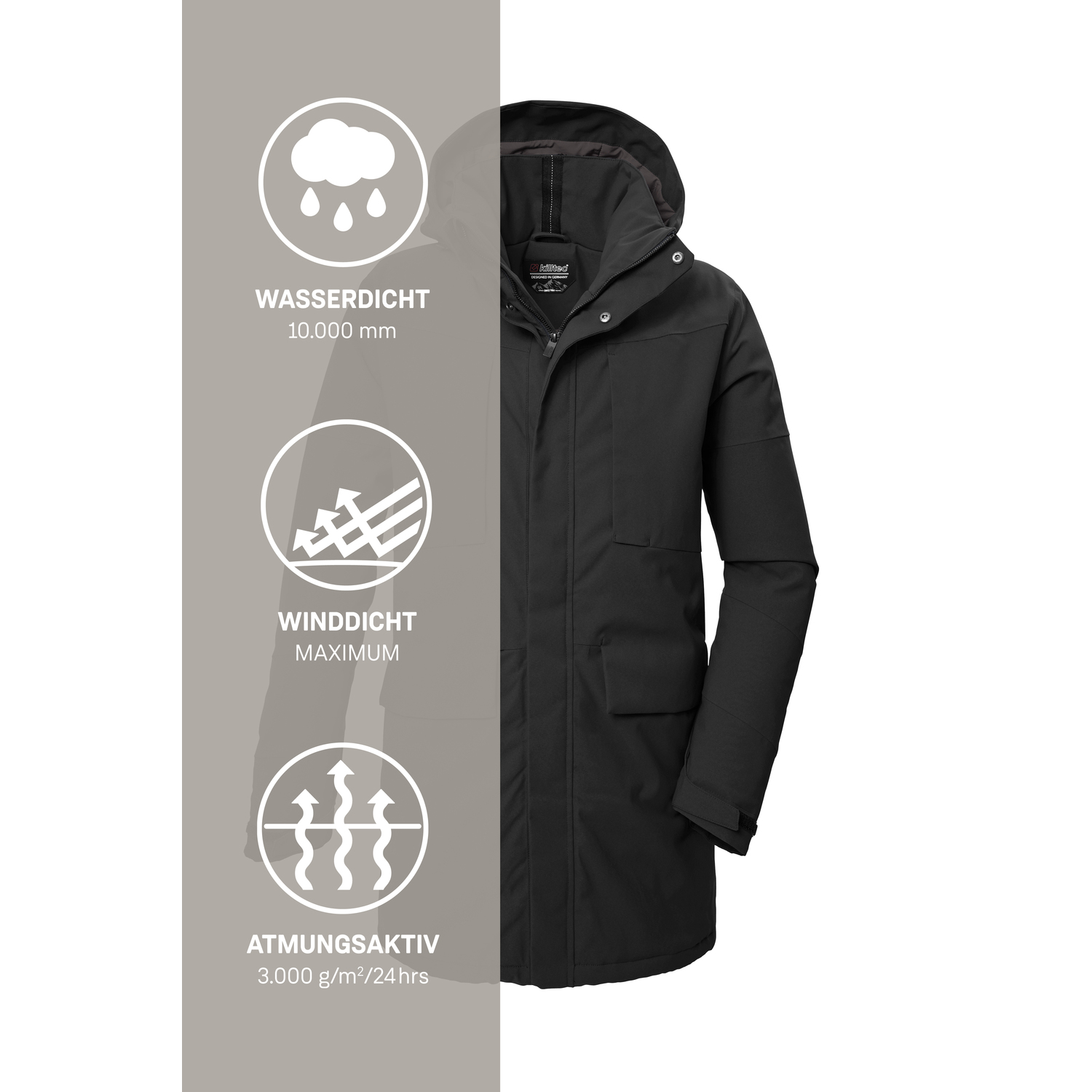 Herren killtec Schwarz KOW 80 MN PRK 00200 XXL Mantel