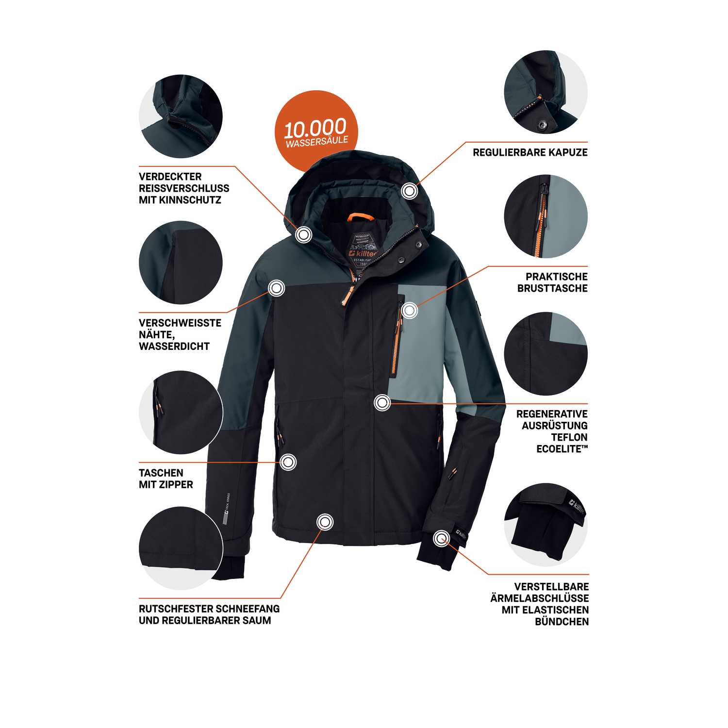 Kinder killtec Schwarz KSW 200 BYS SKI JCKT 00269 176 Funktionsjacke