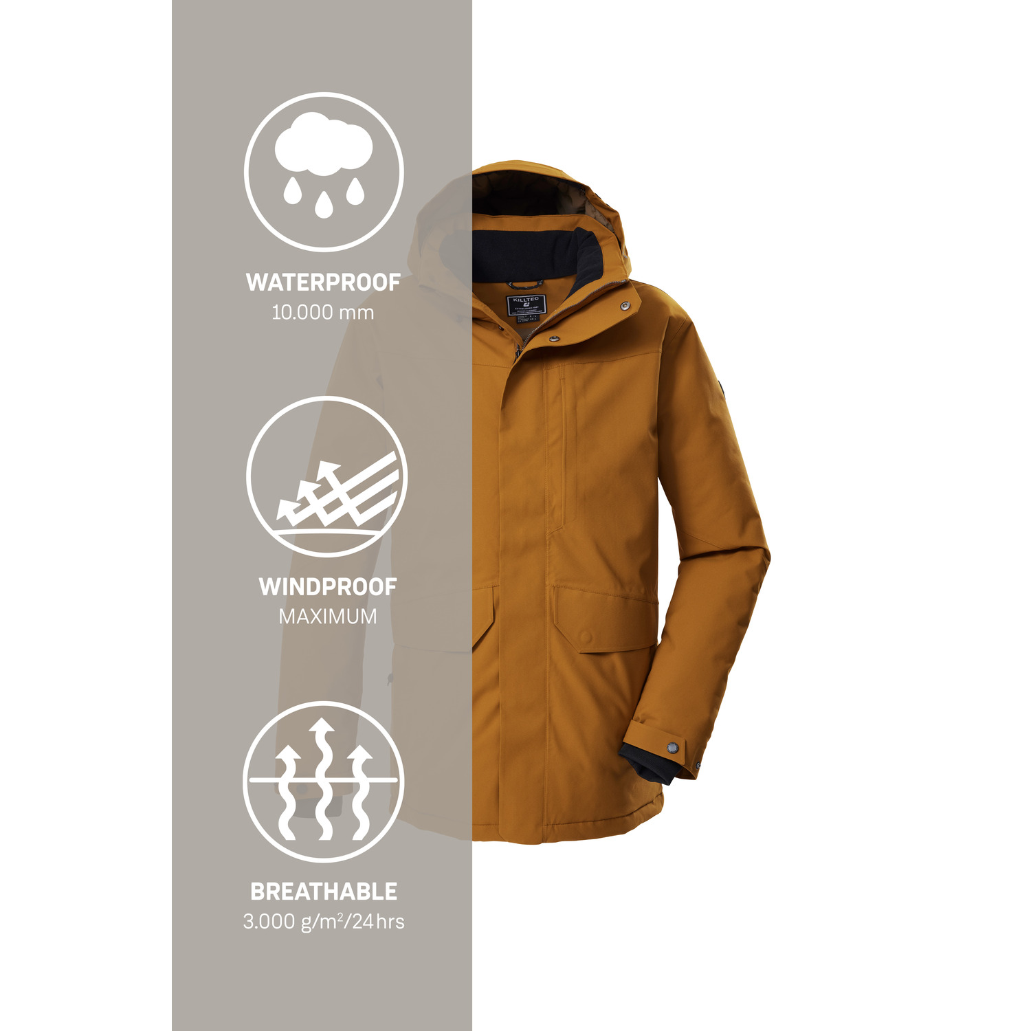Herren killtec Cognac KOW 85 MN PRK 00313 4XL Mantel