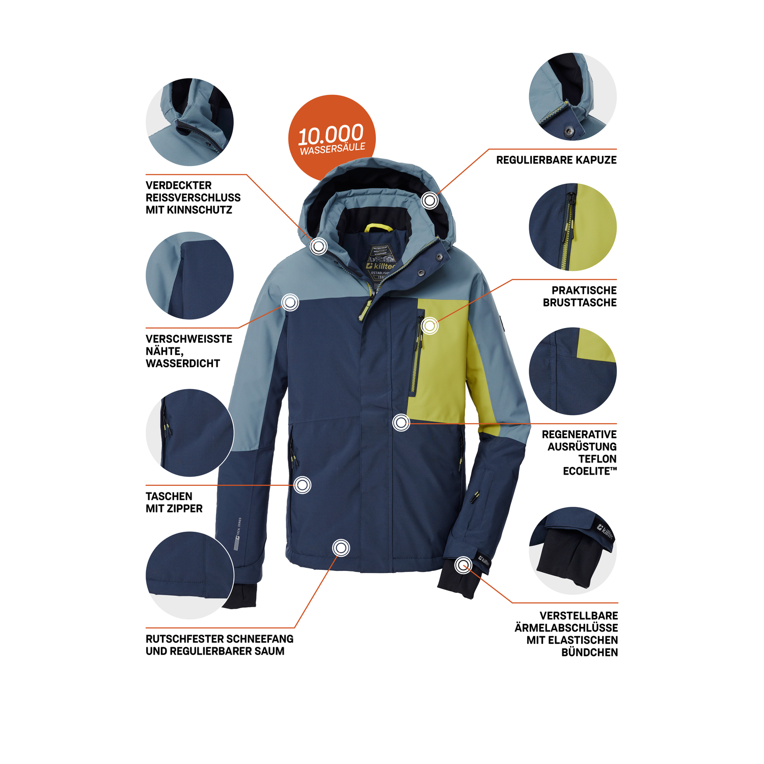 Kinder killtec Blau KSW 200 BYS SKI JCKT 00830 176 Funktionsjacke