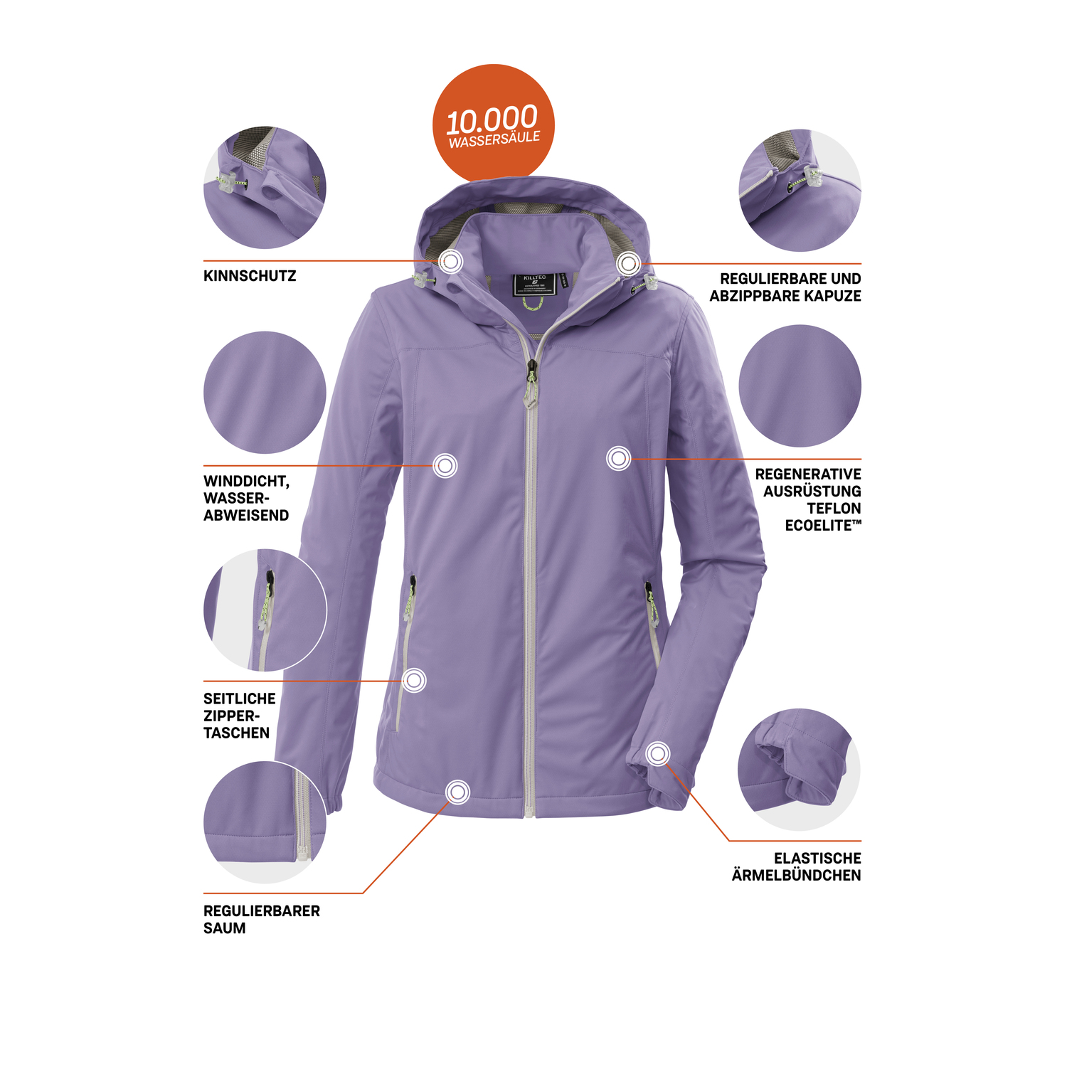 Damen killtec Pflaume KOS 69 WMN SFTSHLL JCKT 00458 50 Funktionsjacke