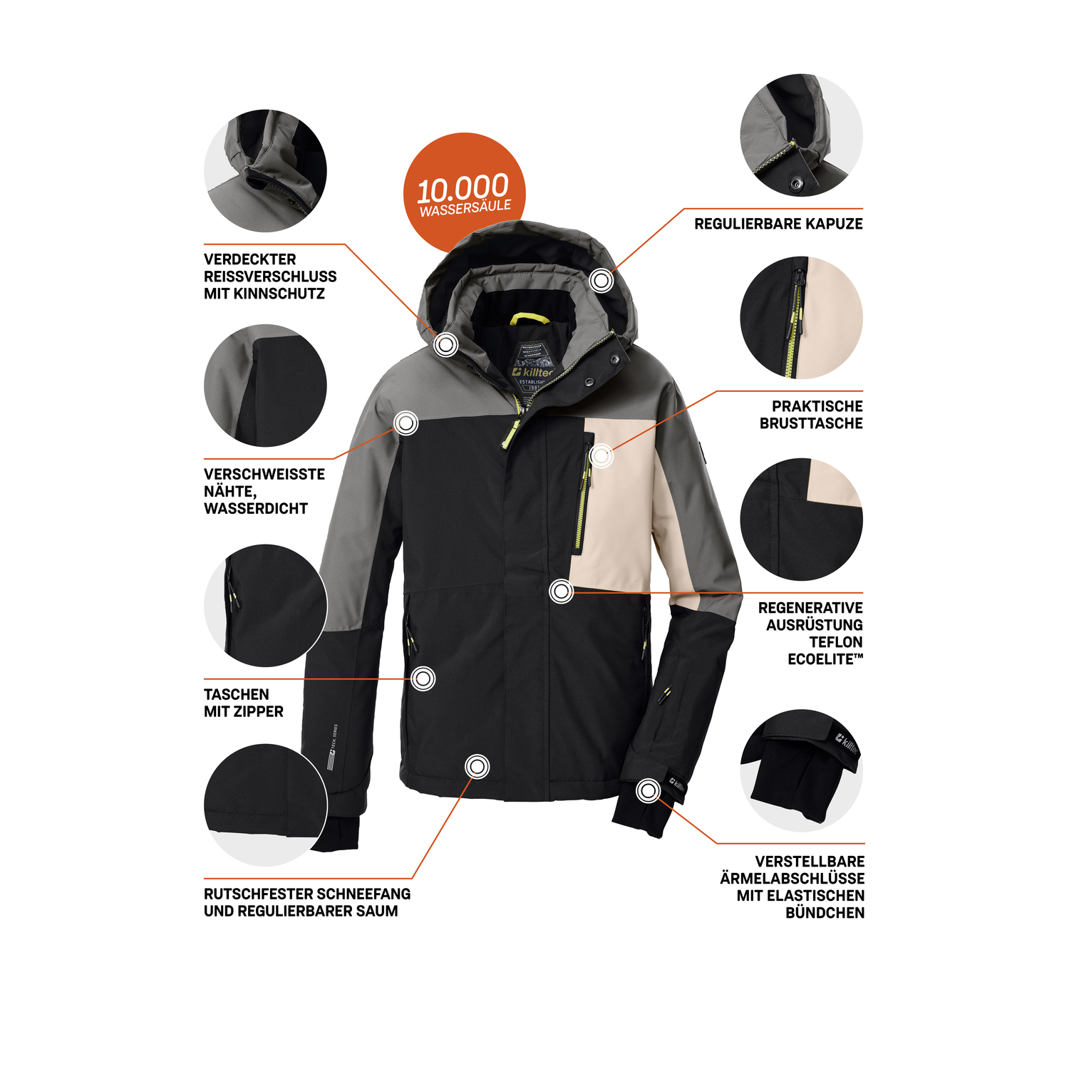 Kinder killtec Schwarz KSW 200 BYS SKI JCKT 00200 176 Funktionsjacke