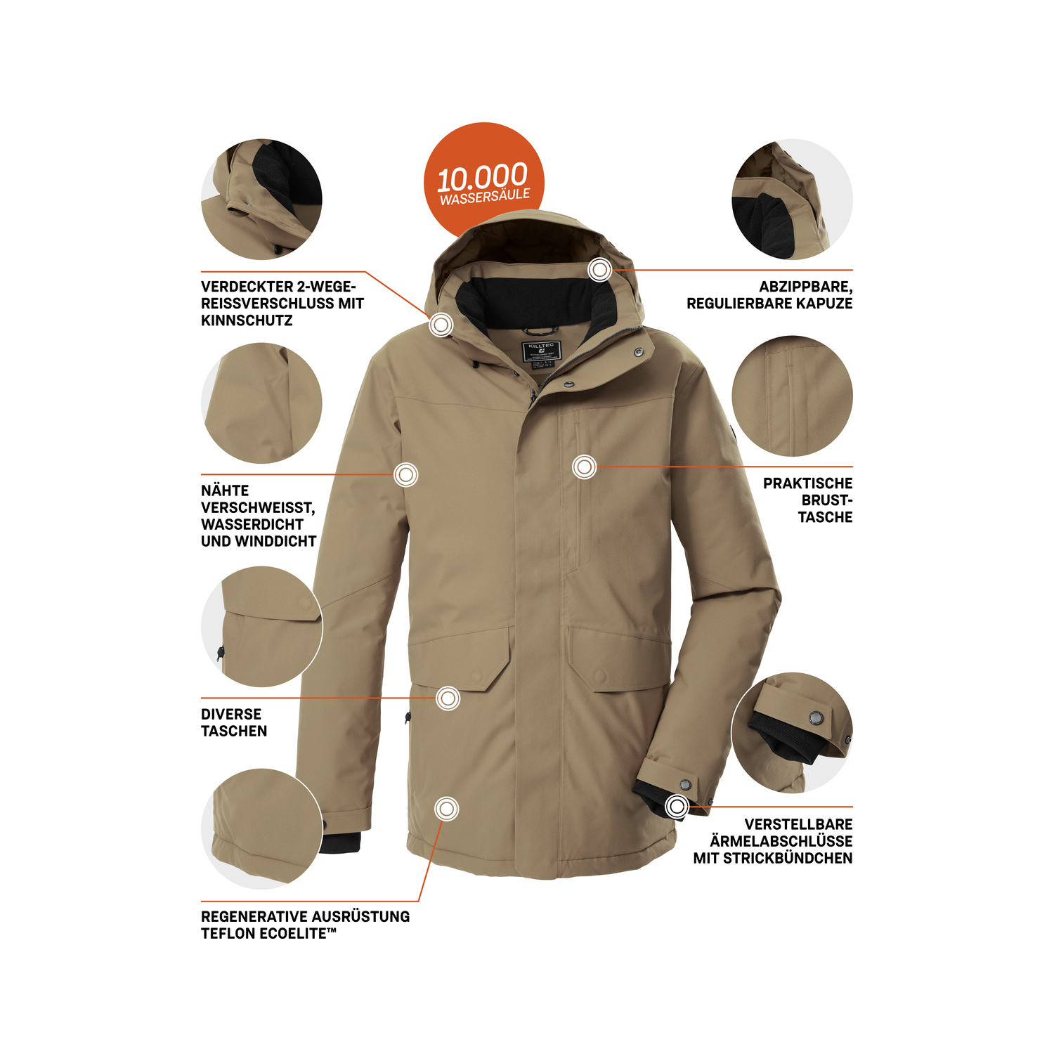Herren killtec Grau KOW 85 MN PRK Mantel