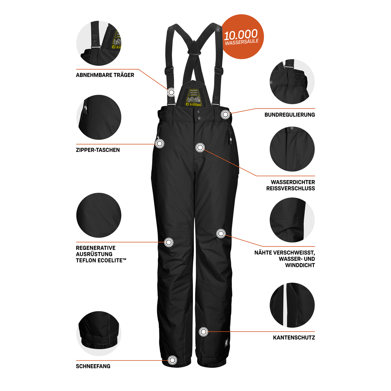 Kinder killtec Schwarz KSW 214 BYS SKI PNTS 00200 176 Latzhose