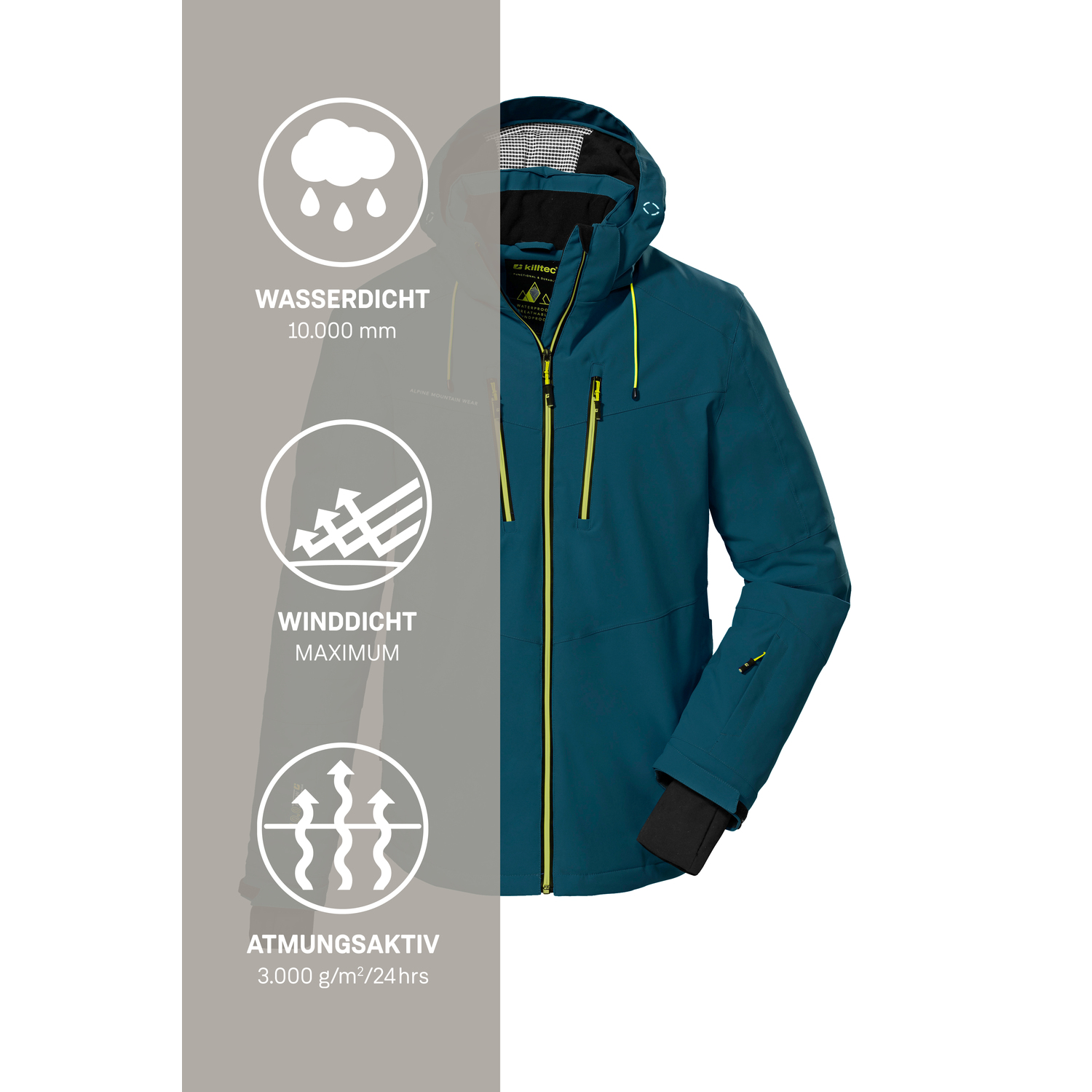 Herren killtec Petrol KSW 44 MN SKI JCKT 00836 4XL Funktionsjacke