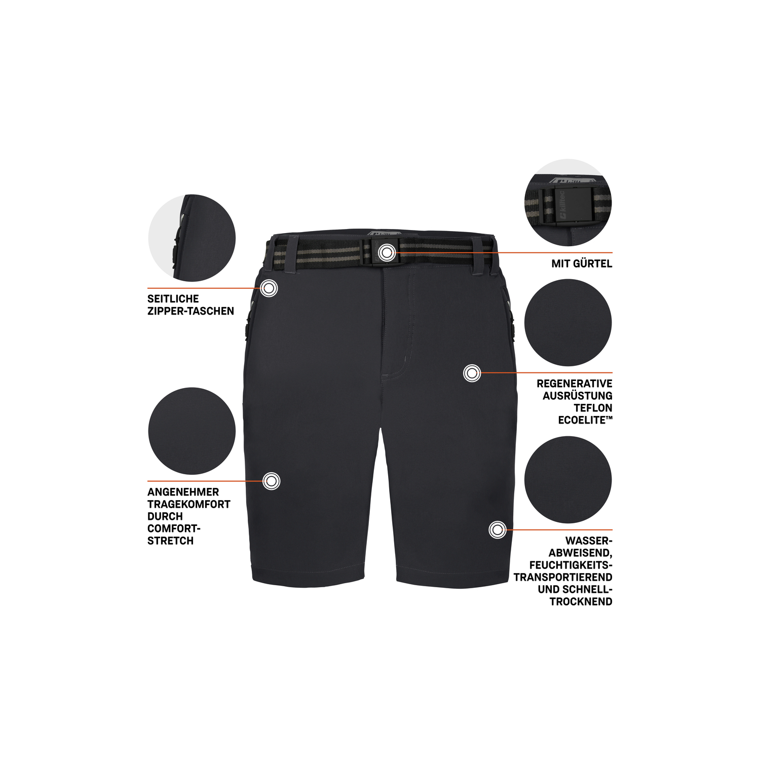 Herren killtec Schwarz KOS 20 MN BRMDS 00200 64 Bermuda