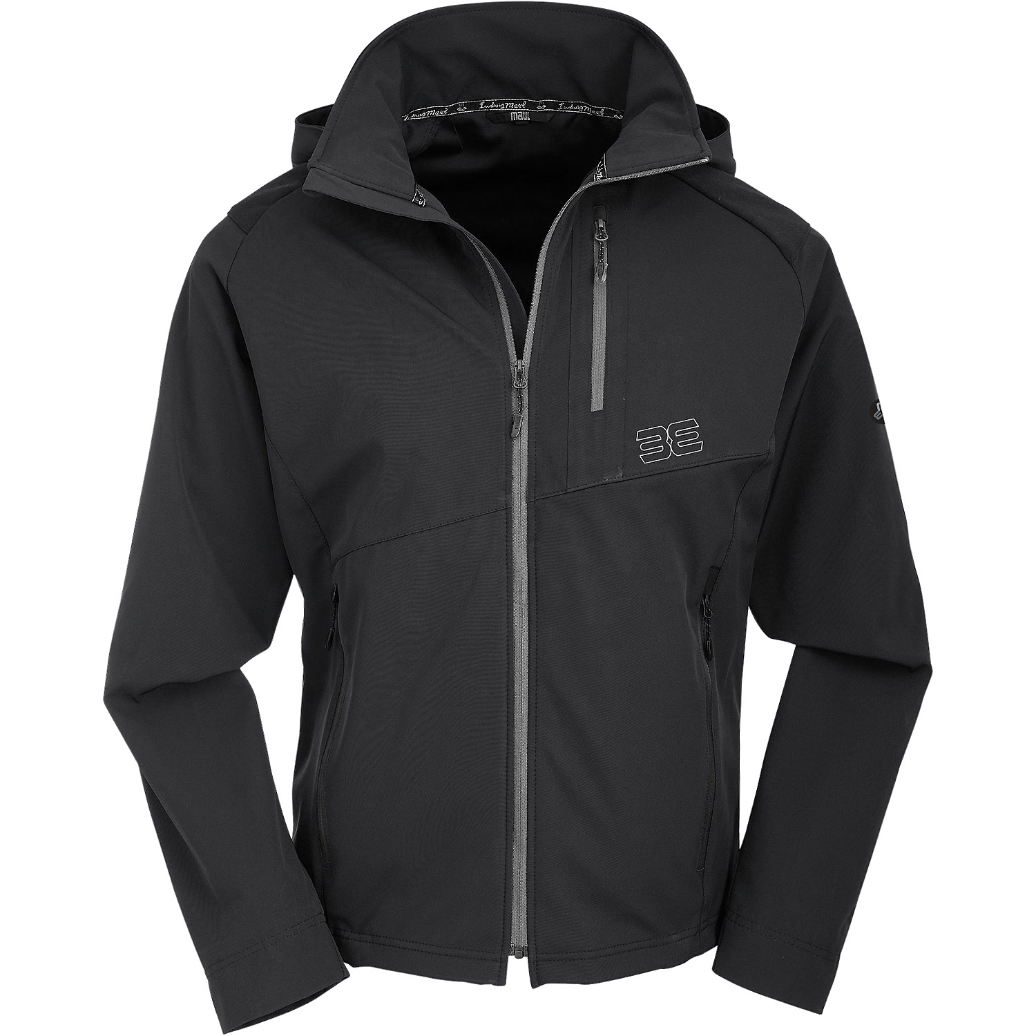 Herren Maul Sport Schwarz GaltUEr Softshelljacke+Kap 72 52 Funktionsjacke