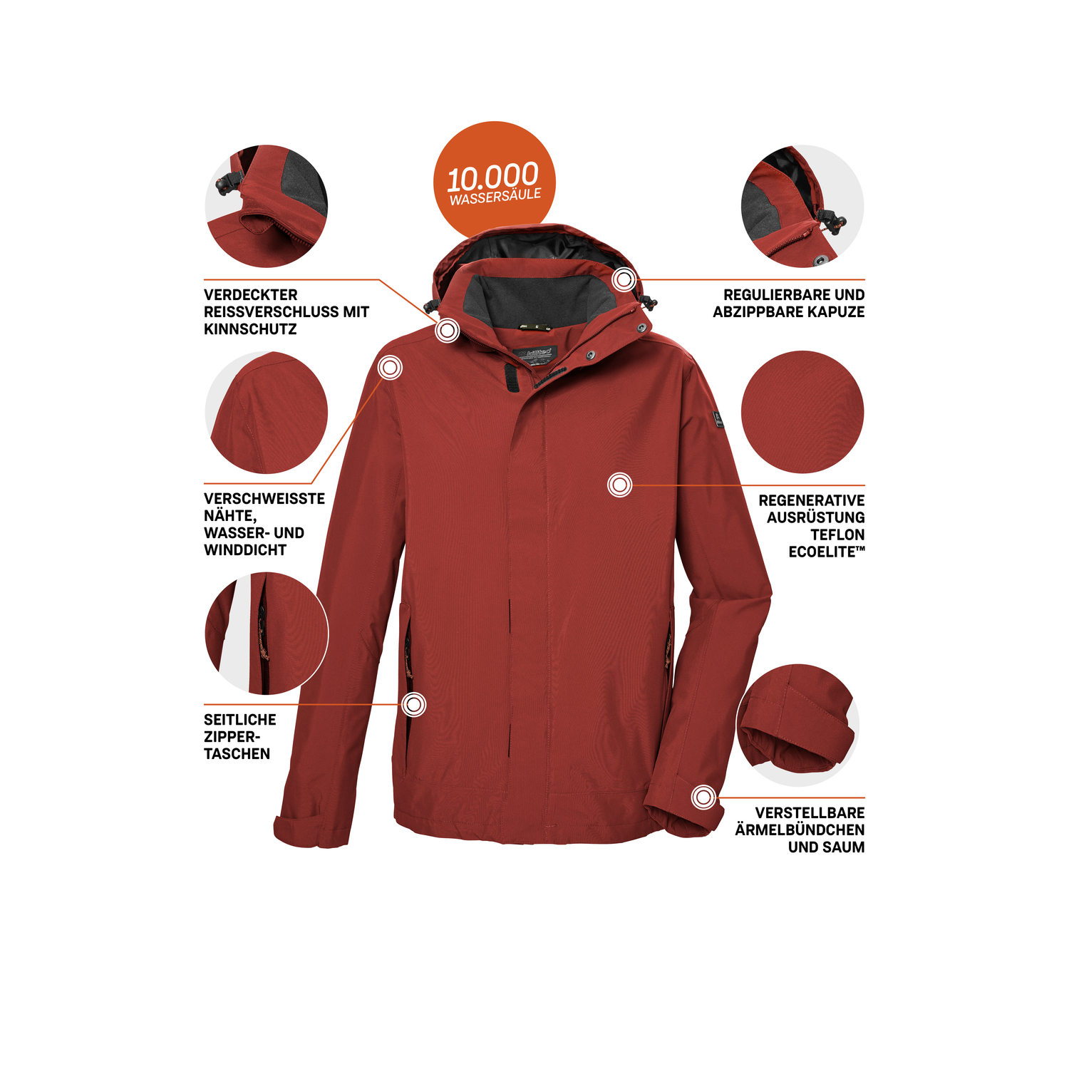 Herren killtec Rot KOS 87 MN JCKT_XENIOS Funktionsjacke