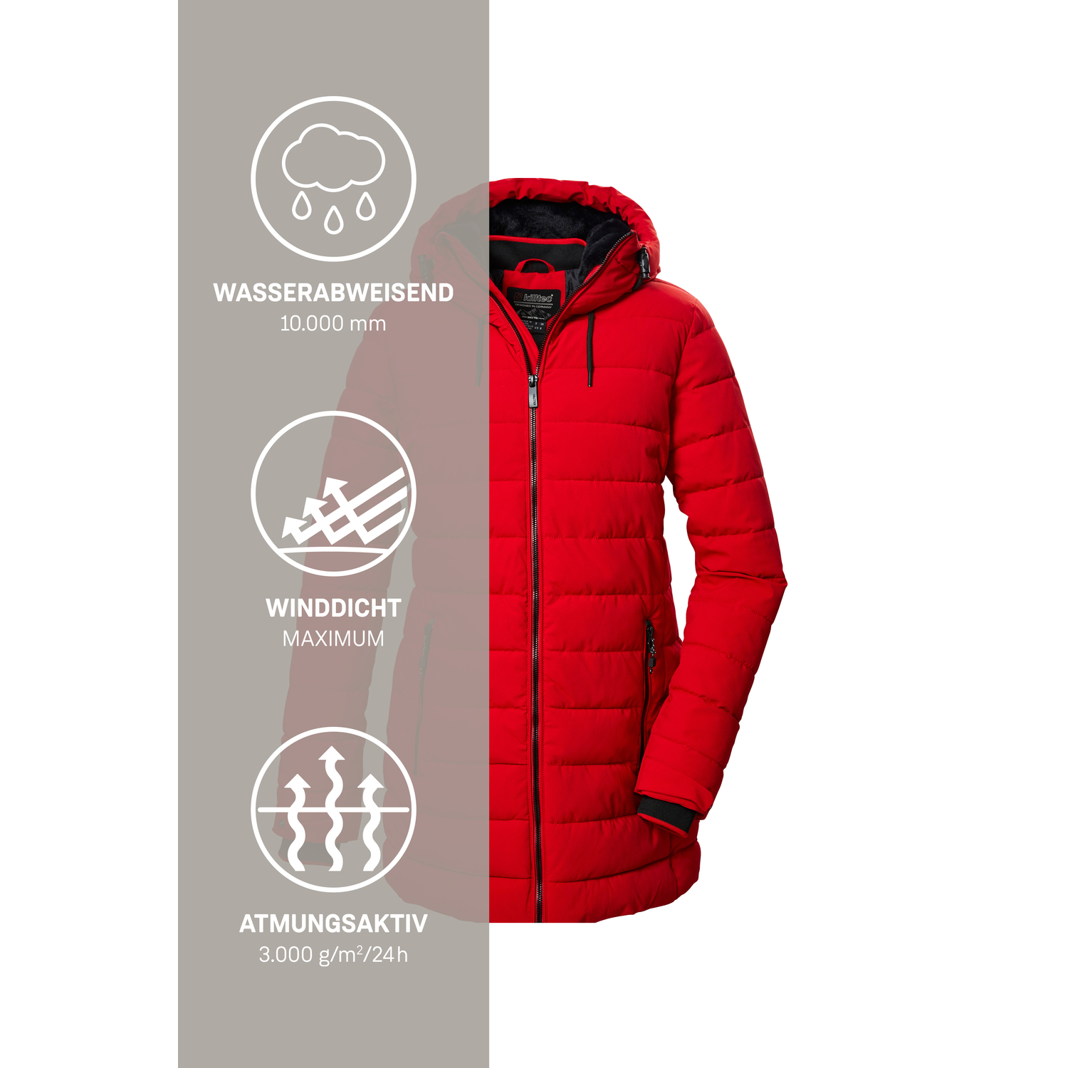 Damen killtec Dunkelrot KOW 55 WMN QLTD PRK 00408 50 Mantel