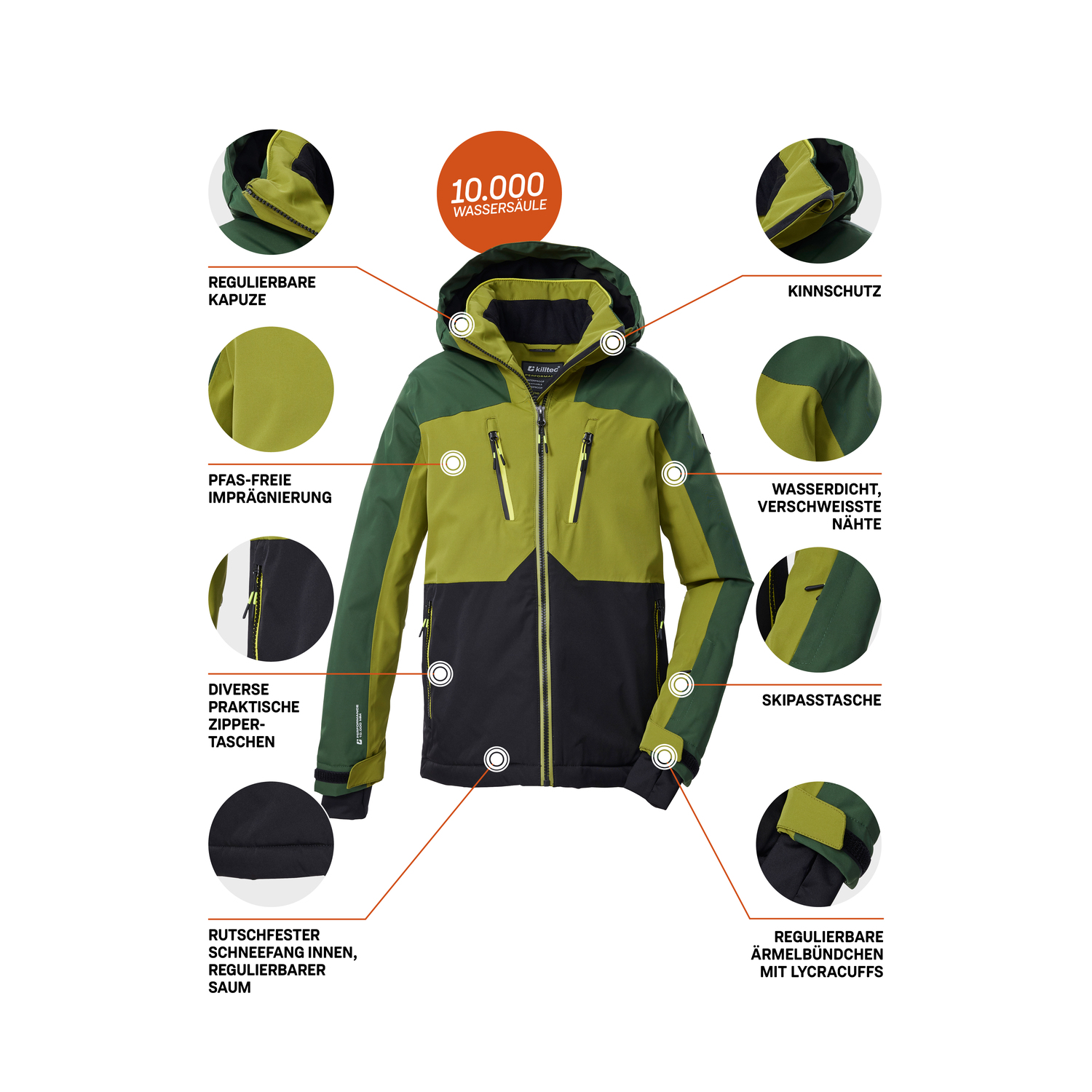 Kinder killtec Schwarz KSW 190 BYS SKI JCKT 00200 176 Funktionsjacke