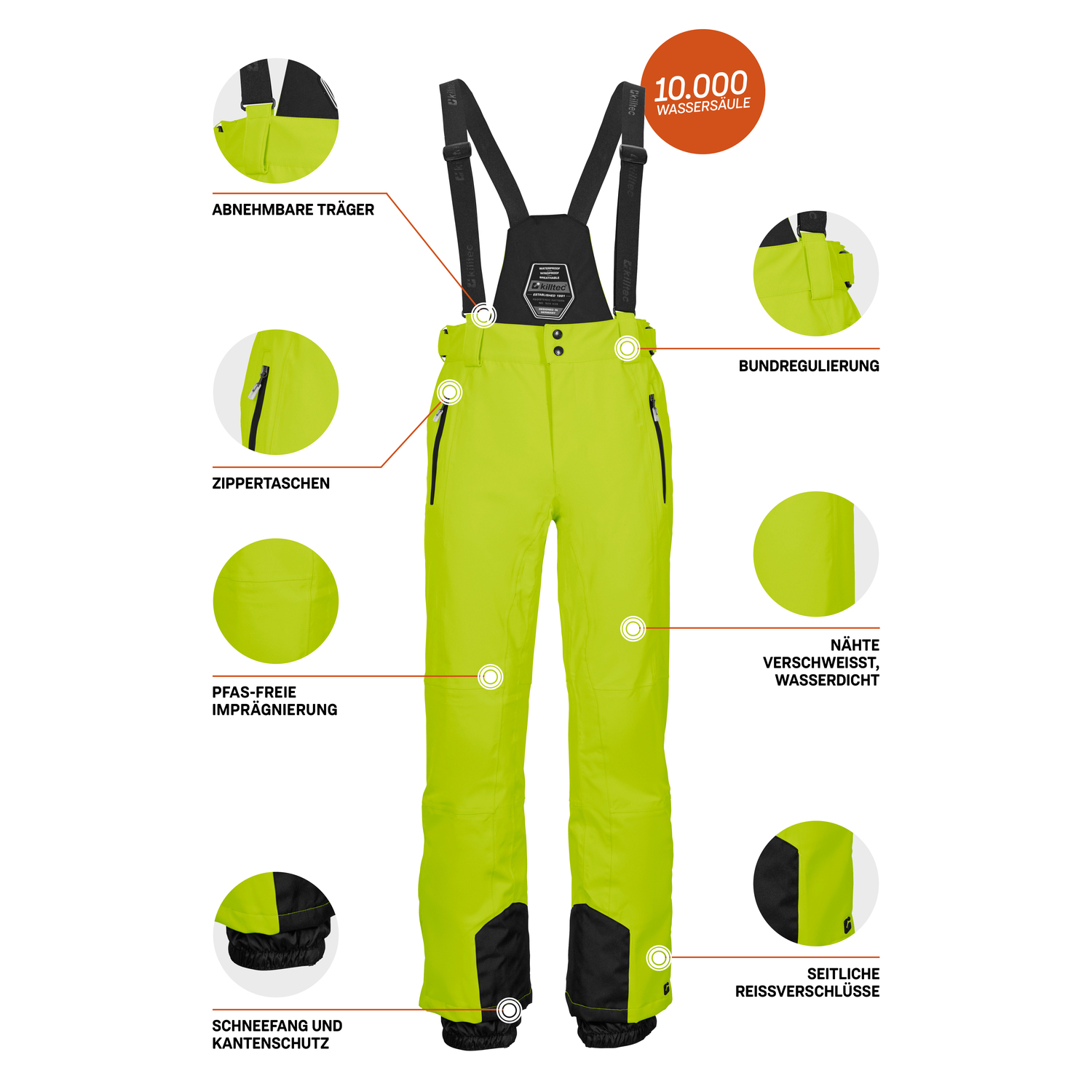 Herren killtec Grün KSW 100 ENOSH MN SKI PNTS Latzhose