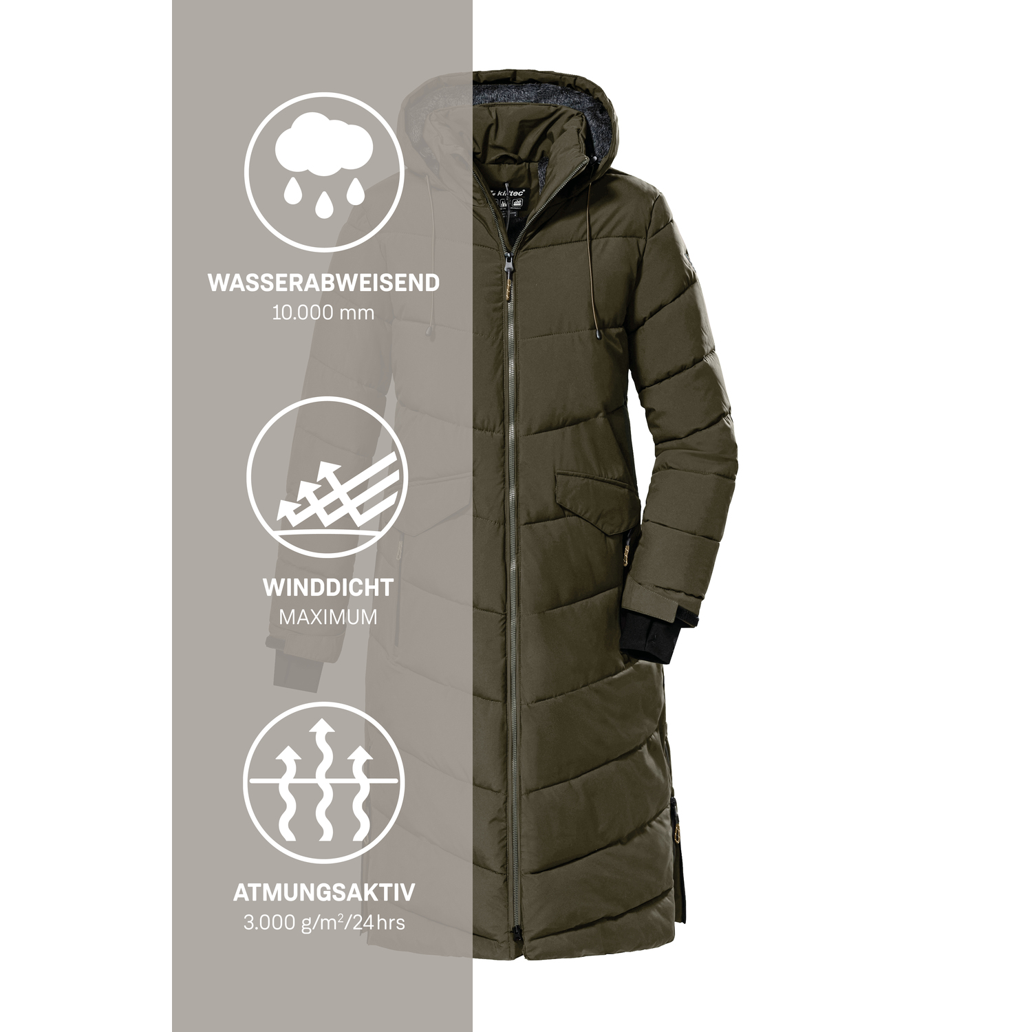 Damen killtec Dunkeloliv KOW 62 WMN QLTD CT 00756 46 Mantel