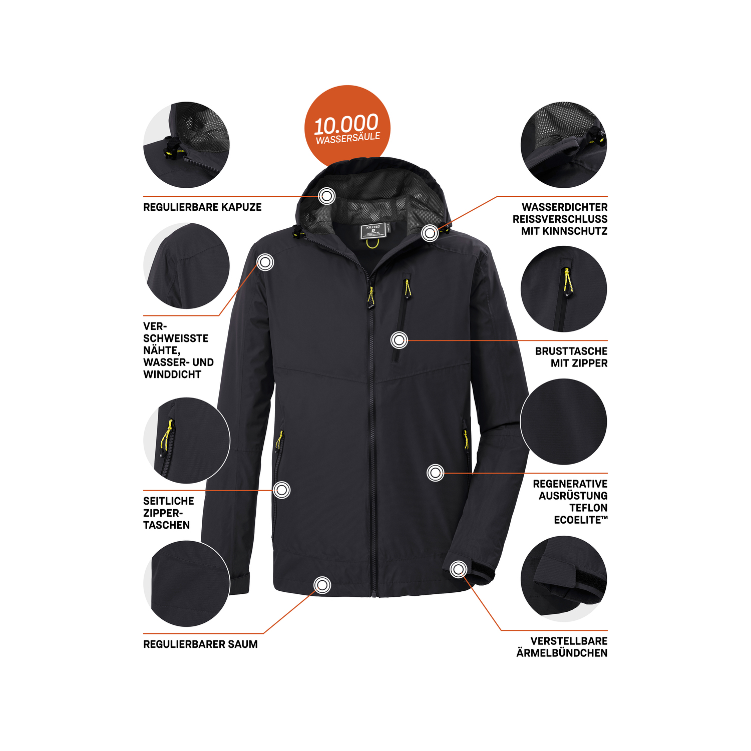 Herren killtec Schwarz KOS 41 MN JCKT 00200 4XL Funktionsjacke