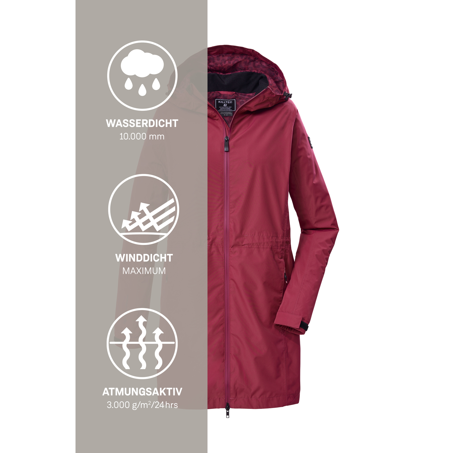 Damen killtec Rot KOS 35 WMN PRK Funktionsjacke