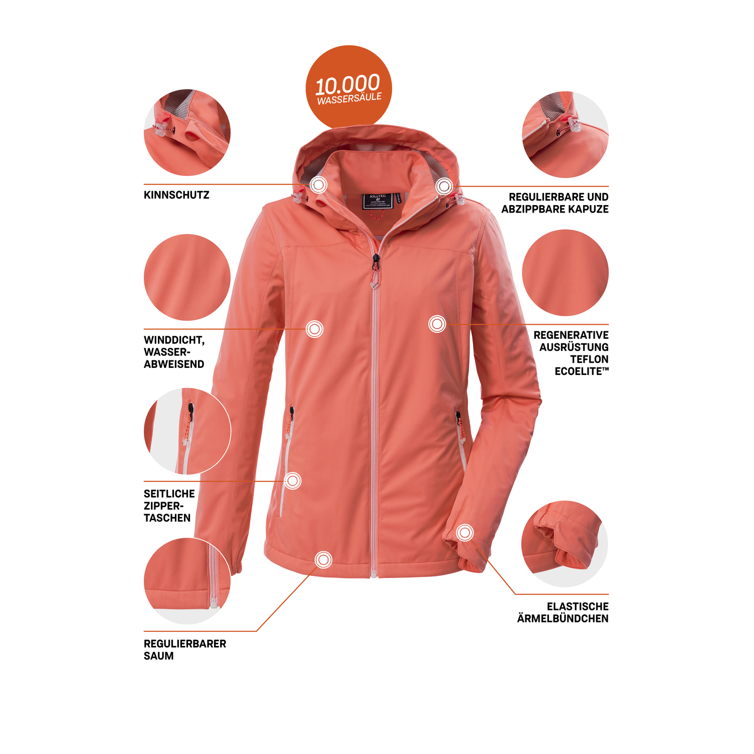 Damen killtec Pink KOS 69 WMN SFTSHLL JCKT 00643 50 Funktionsjacke