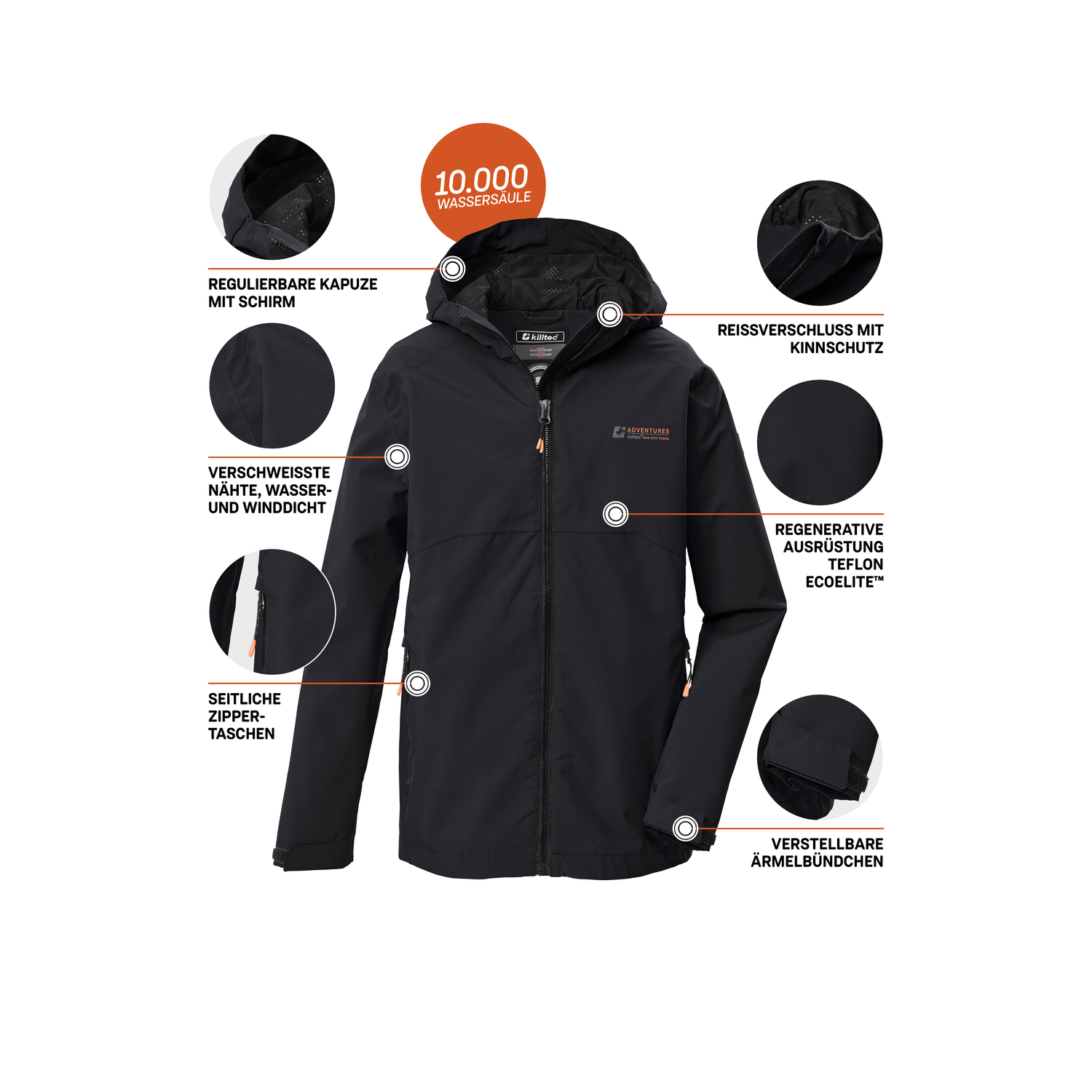 Kinder killtec Schwarz KOS 146 BYS JCKT 00200 176 Funktionsjacke