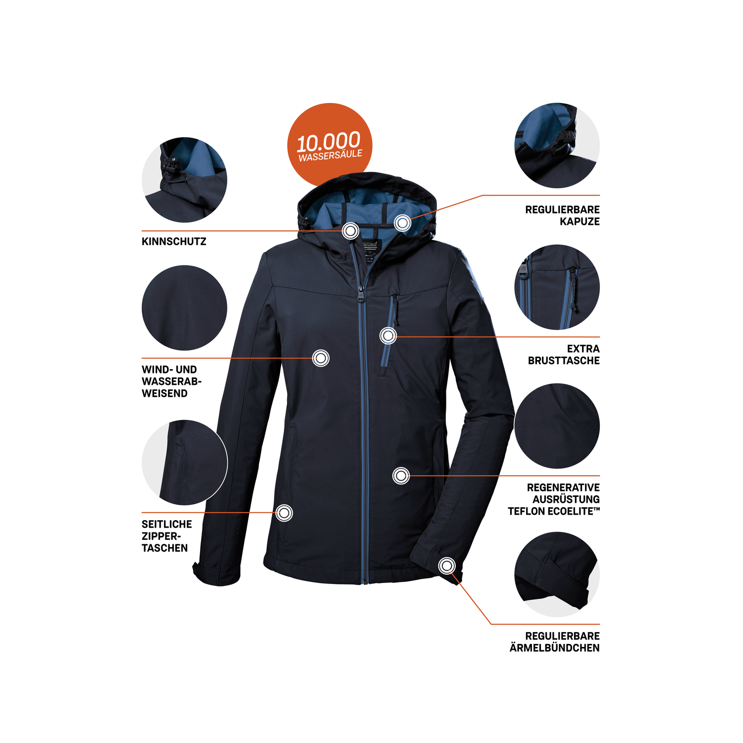Damen killtec Blau KOS 89 WMN SFTSHLL JCKT 00814 50 Funktionsjacke