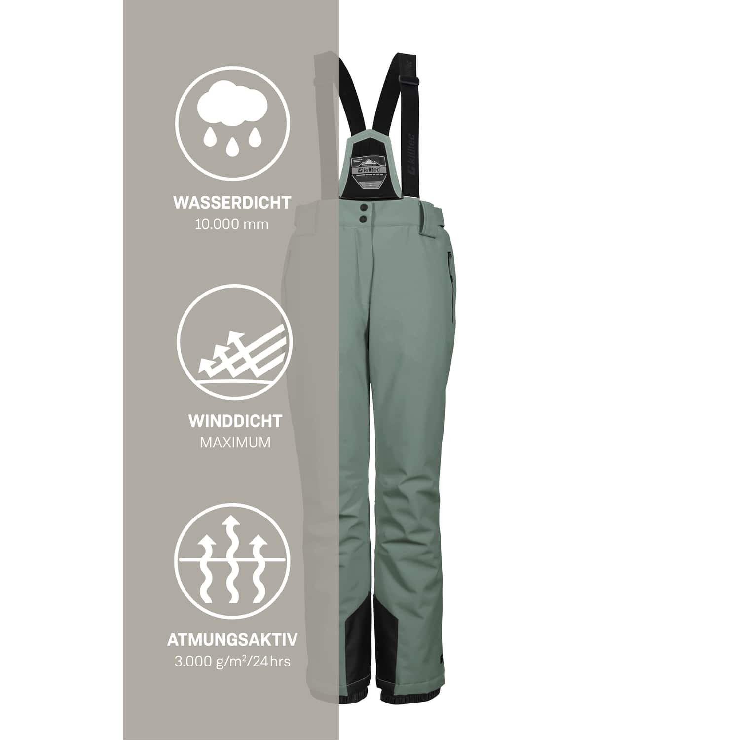 Damen killtec Grün KSW 249 WMN SKI PNTS_ERIELLE 00738 50 Latzhose