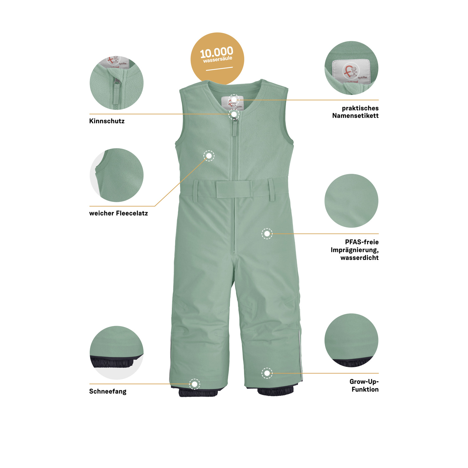 Minis first instinct by killtec Grün FISW 34 MNS SKI PNTS Latzhose
