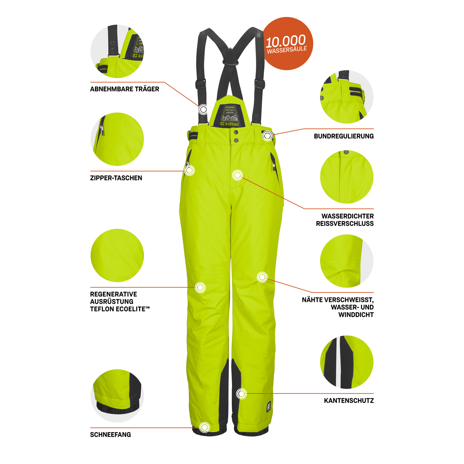 Kinder killtec Gelb KSW 214 BYS SKI PNTS Latzhose
