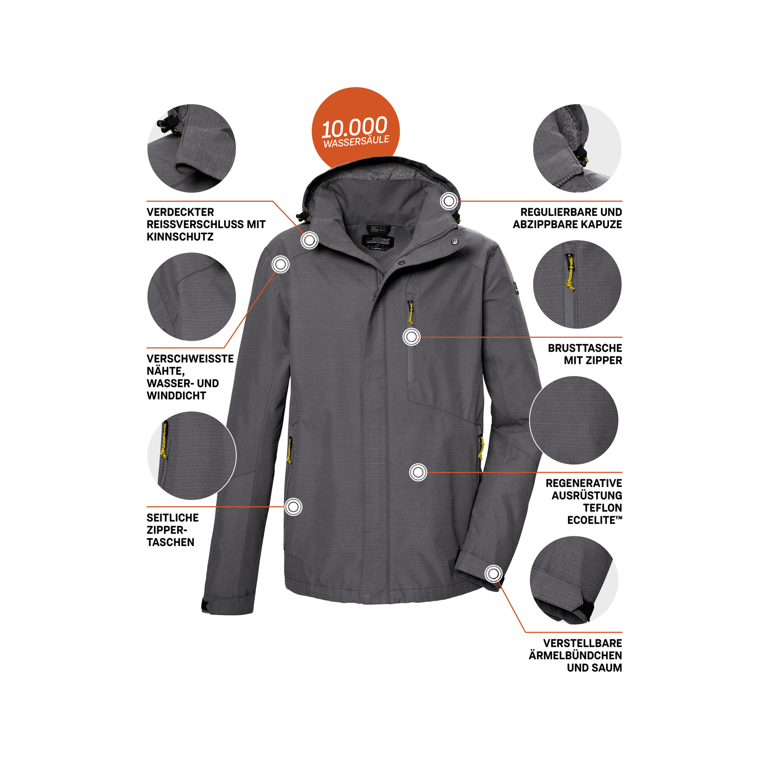 Herren killtec Anthrazit KOS 256 MN JCKT_CARLEB Funktionsjacke