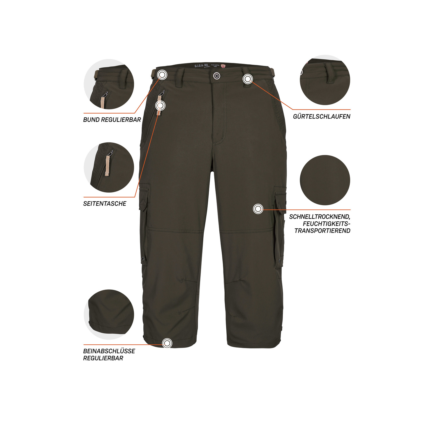 Herren G.I.G.A. DX by killtec Grün GS 35 MN PNTS 00749 60 Caprihose