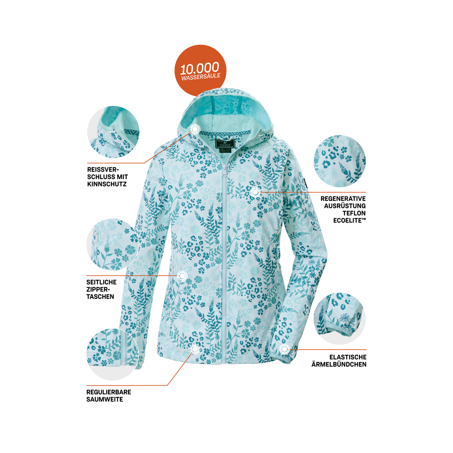 Damen killtec Blau KOS 14 WMN SFTSHLL JCKT AOP Funktionsjacke