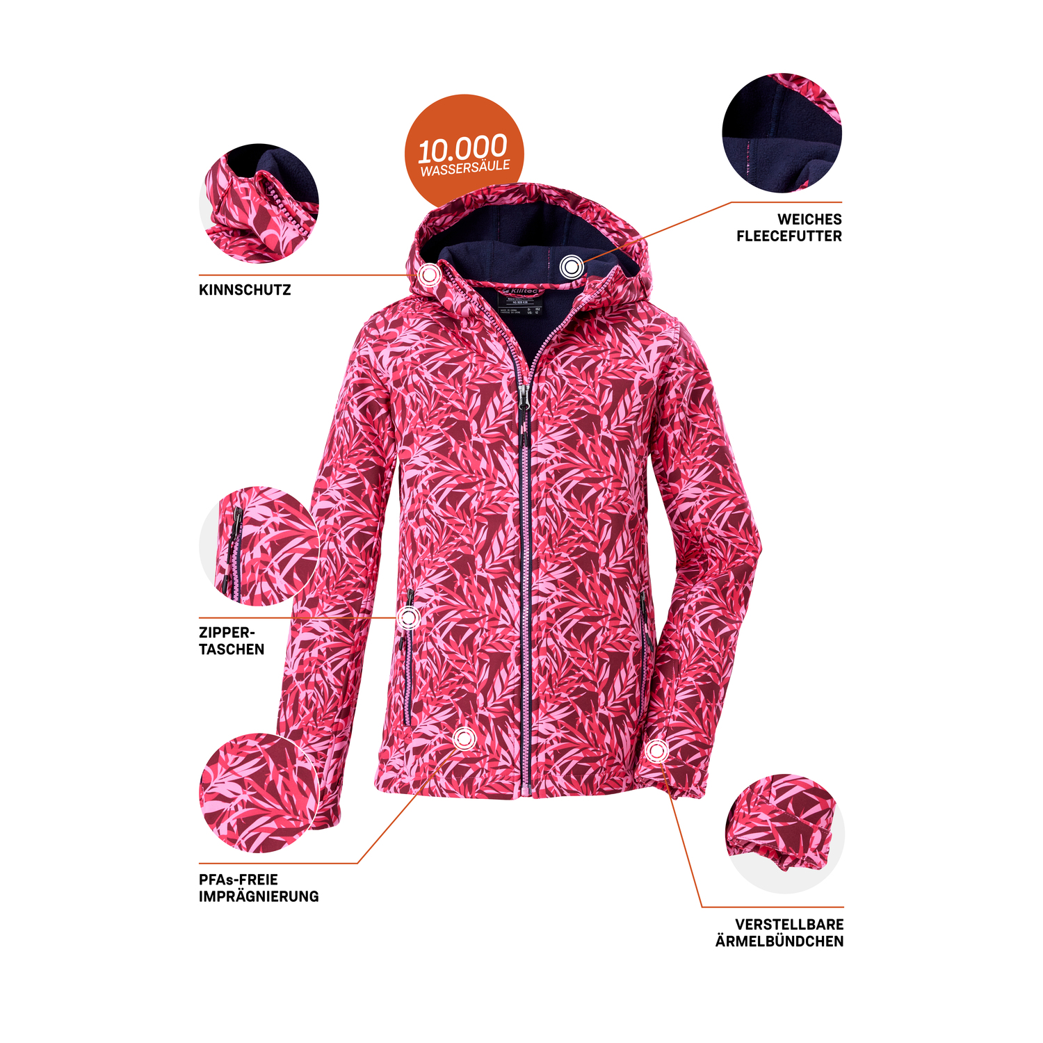 Mädchen Kinder killtec Rose Print Funktionsjacke