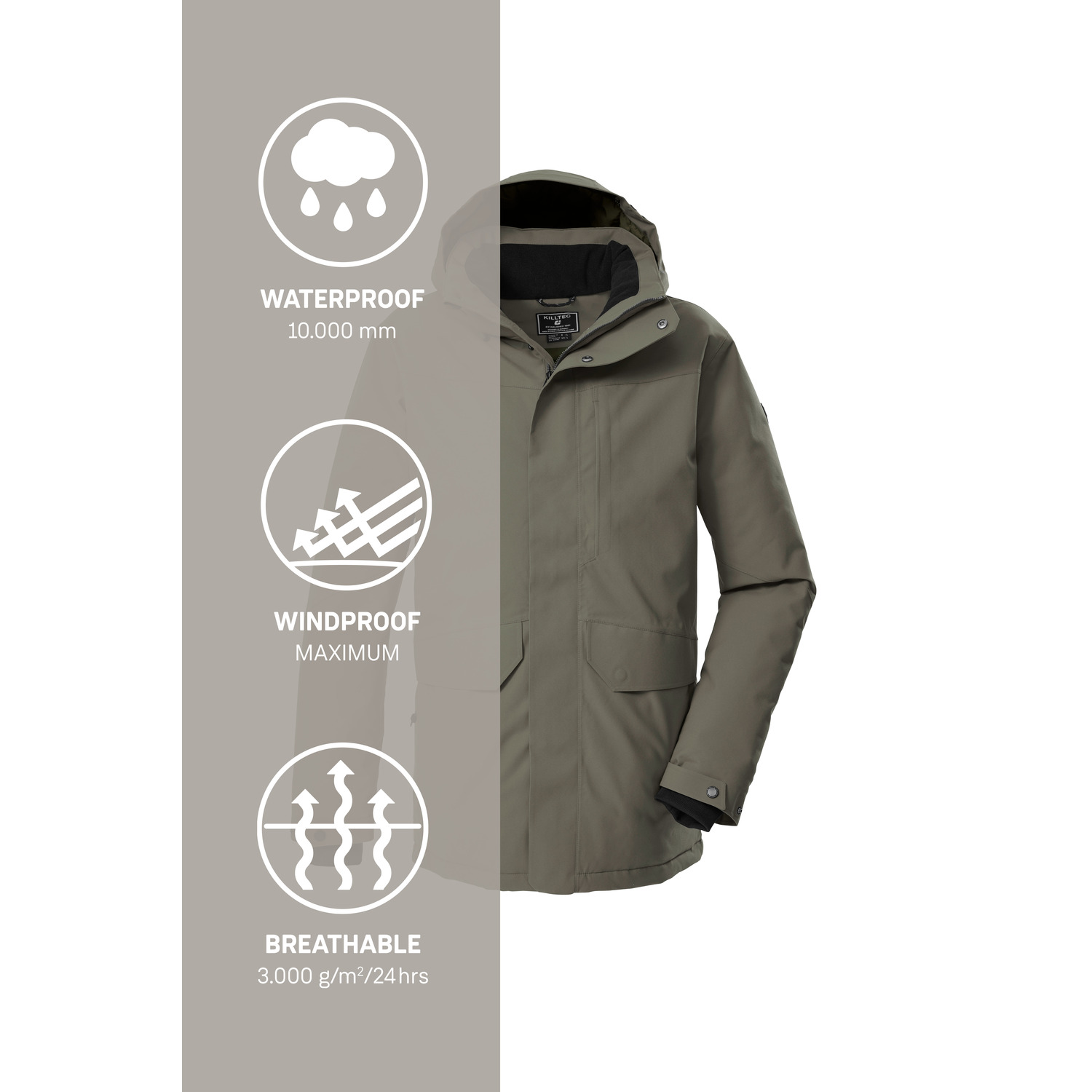 Herren killtec Oliv KOW 85 MN PRK Mantel