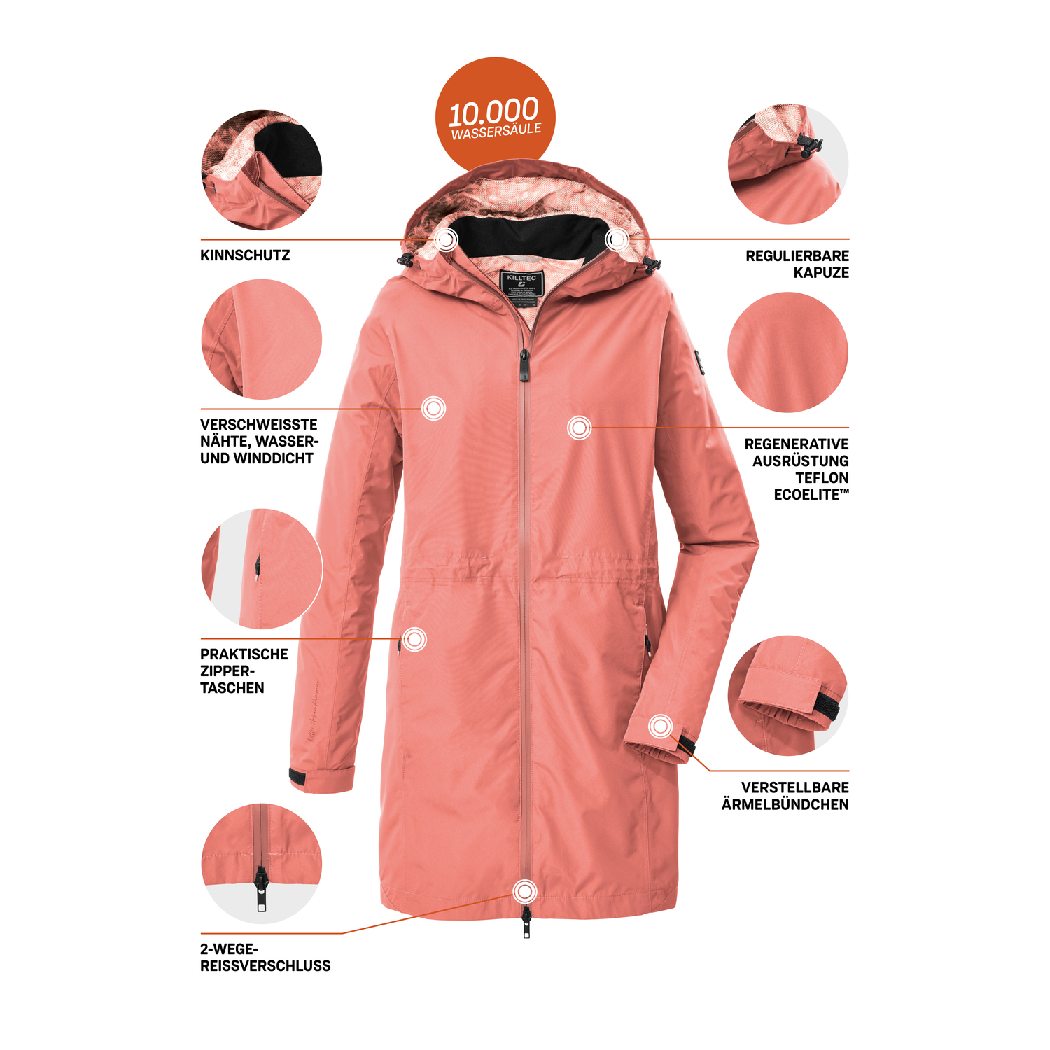 Damen killtec Orange KOS 35 WMN PRK 00418 50 Funktionsjacke