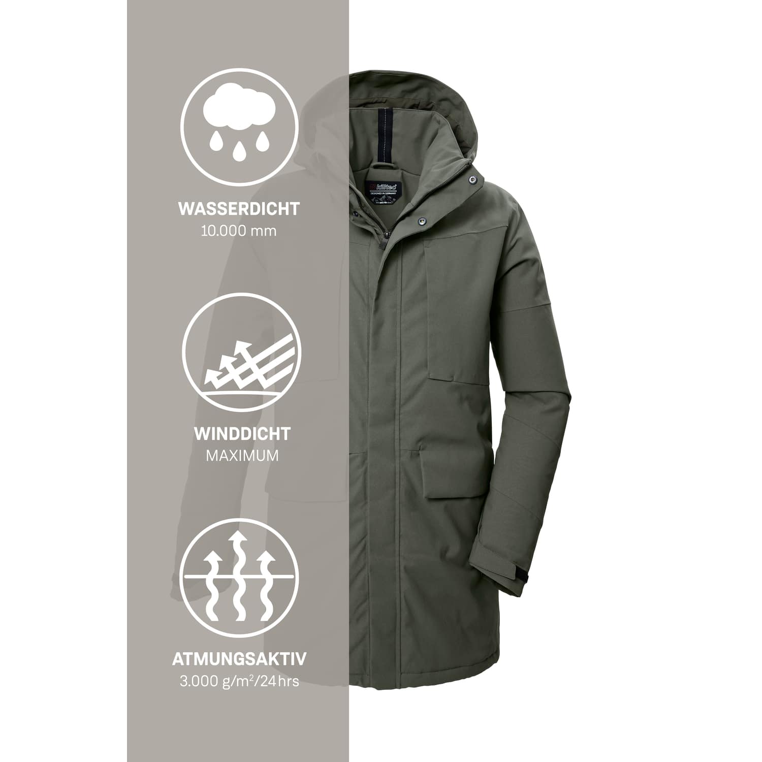 Herren killtec Oliv KOW 80 MN PRK Mantel
