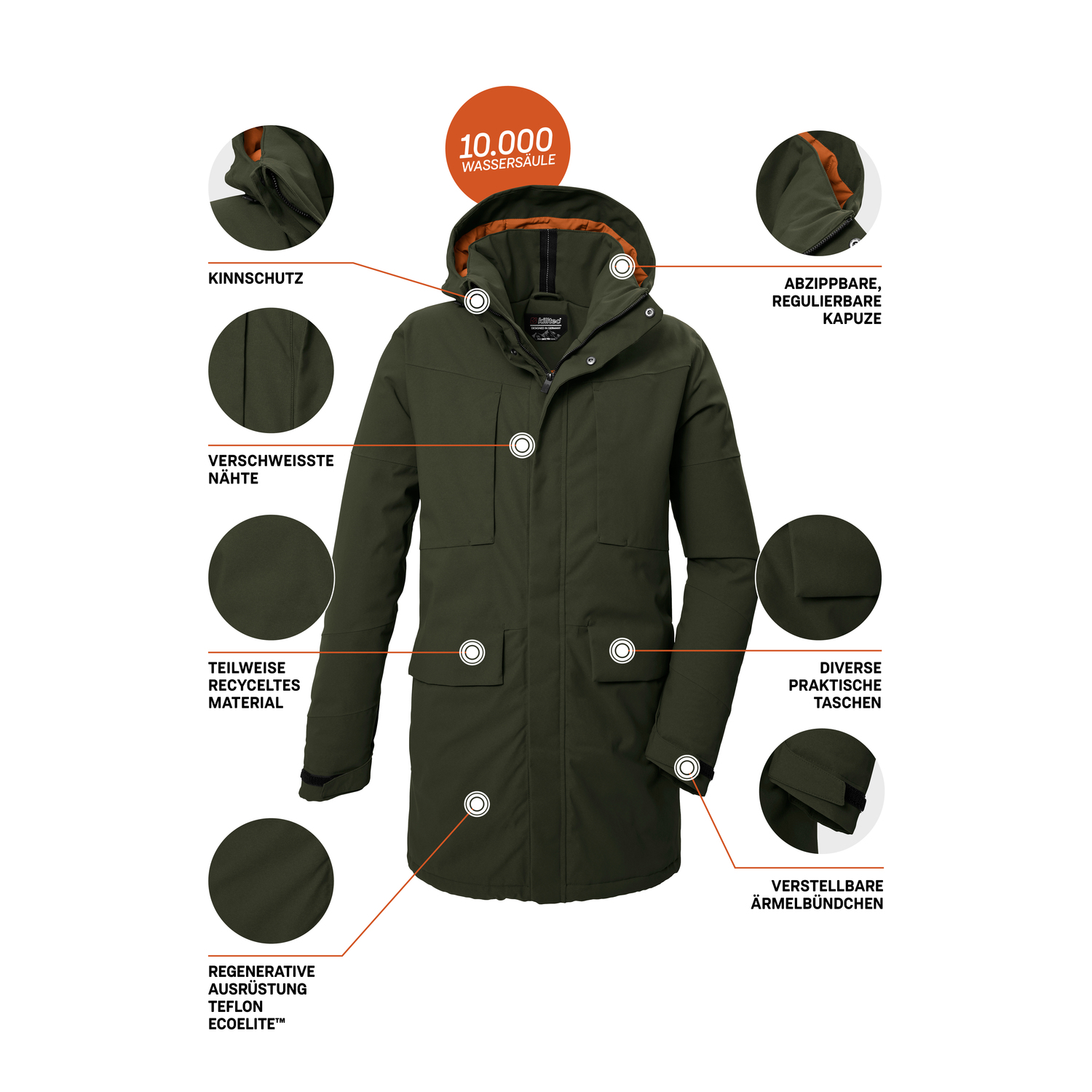Herren killtec Grün KOW 80 MN PRK 00250 XXL Mantel