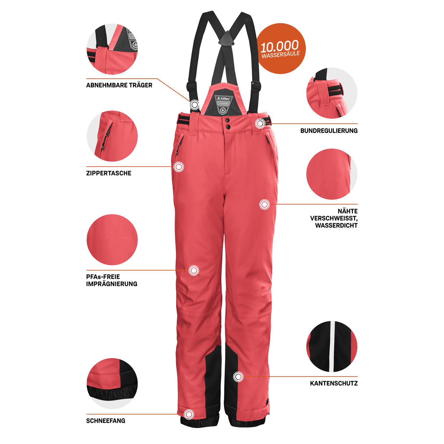 Mädchen Kinder killtec Orange KSW 77 GRLS SKI PNTS 00965 176 Latzhose