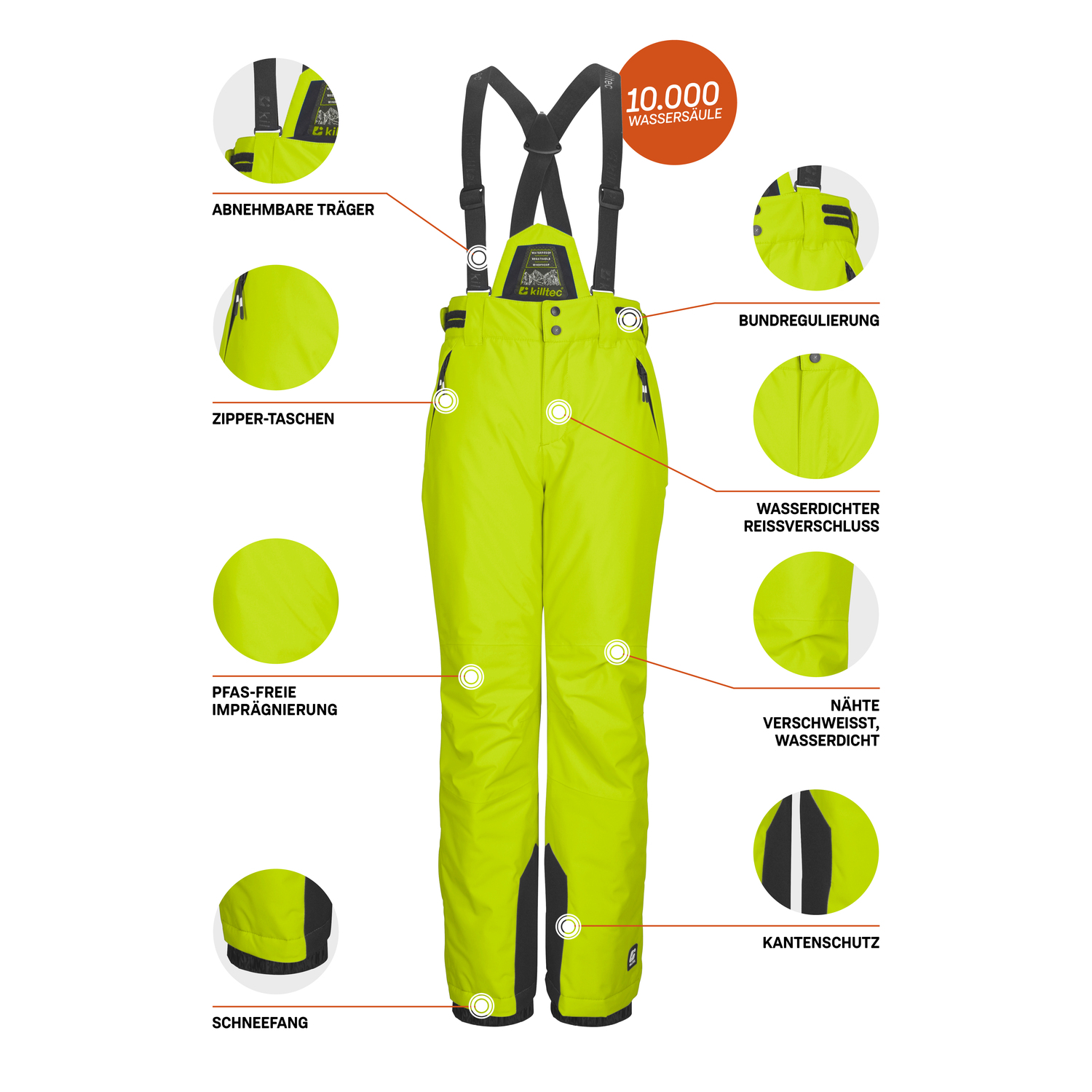 Kinder killtec Gelb KSW 214 BYS SKI PNTS Latzhose
