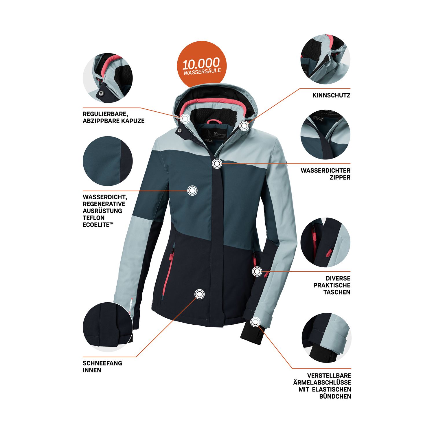 Damen killtec Petrol KSW 67 WMN SKI JCKT 00744 50 Funktionsjacke