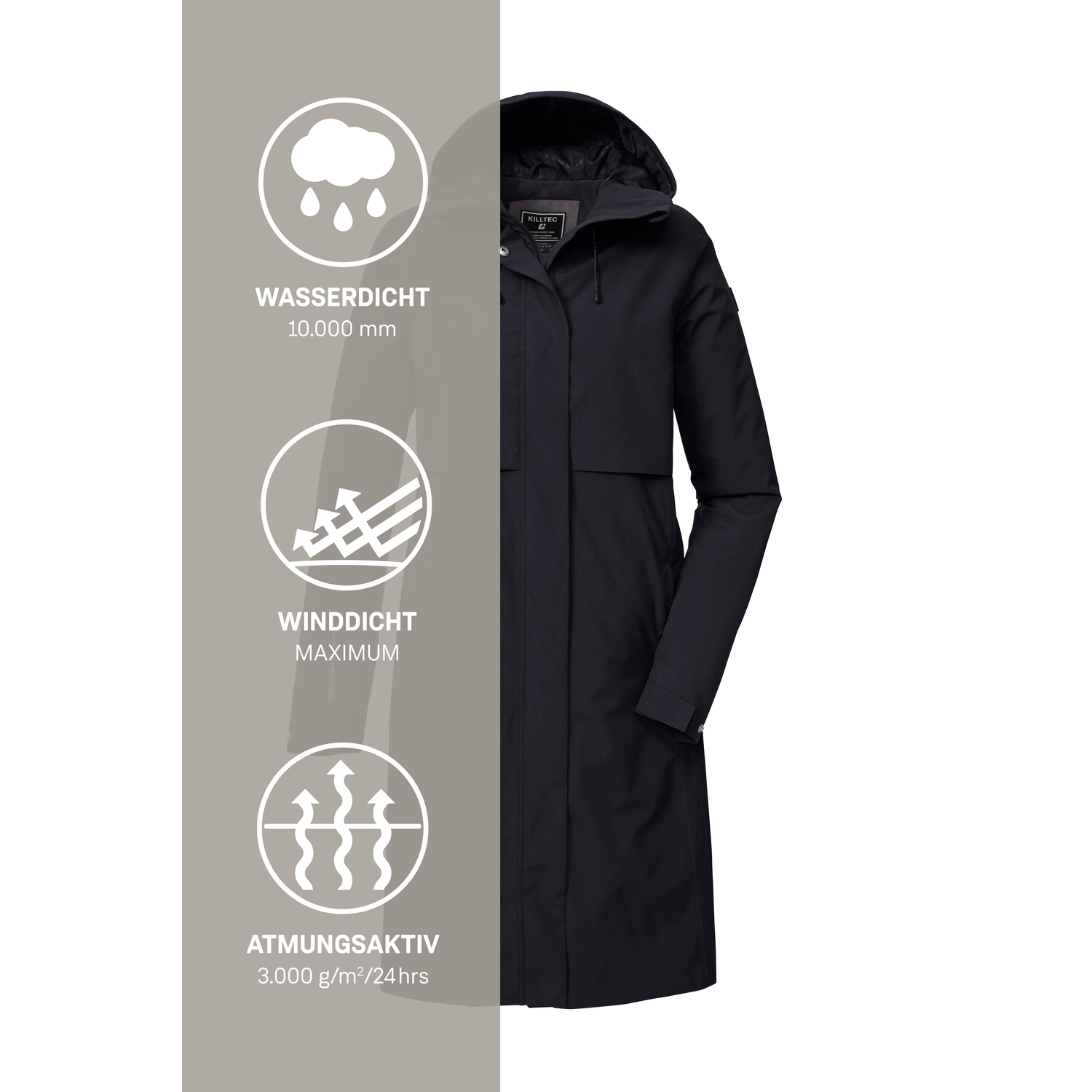 Damen killtec Schwarz KOS 46 WMN PRK Funktionsjacke