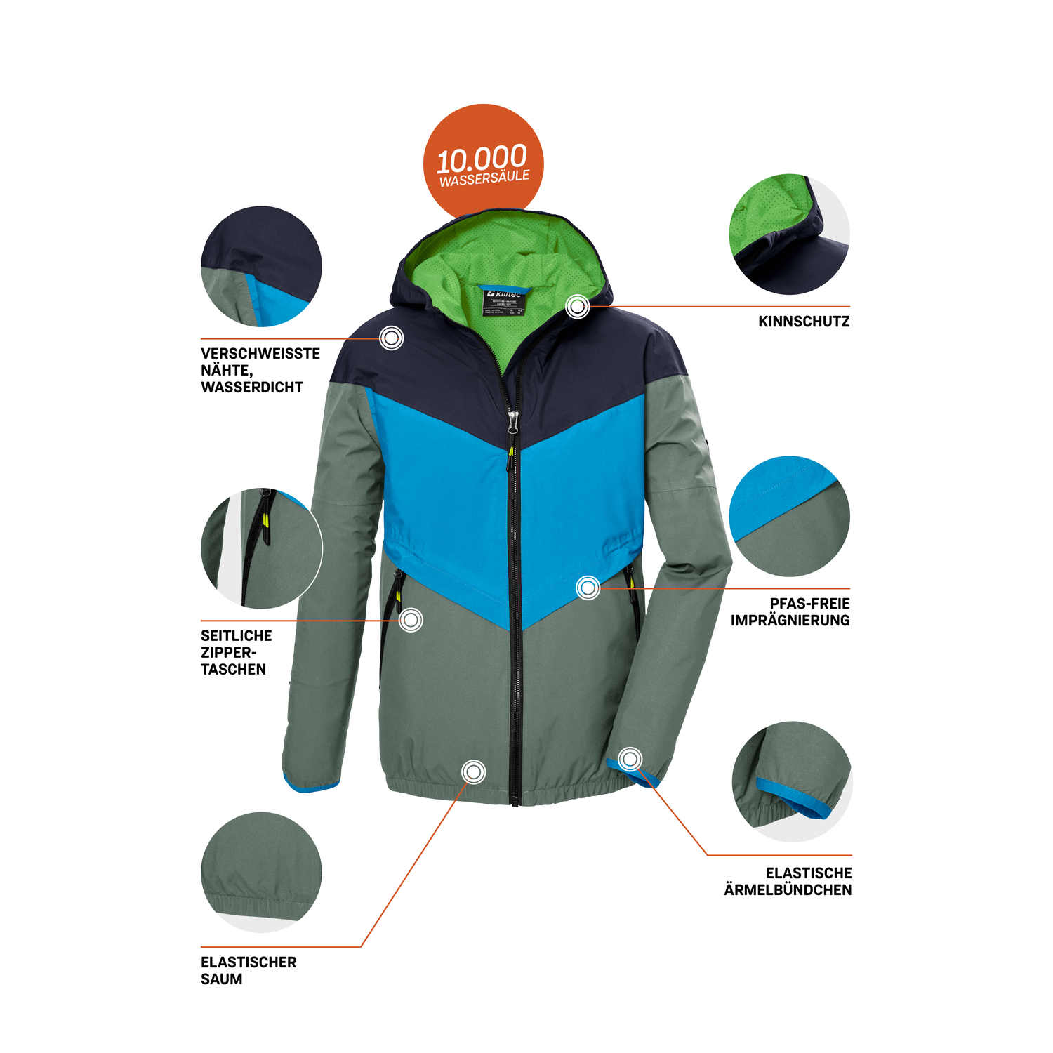Jungen Kinder killtec Oliv KOS 93 BYS JCKT 00733 176 Funktionsjacke