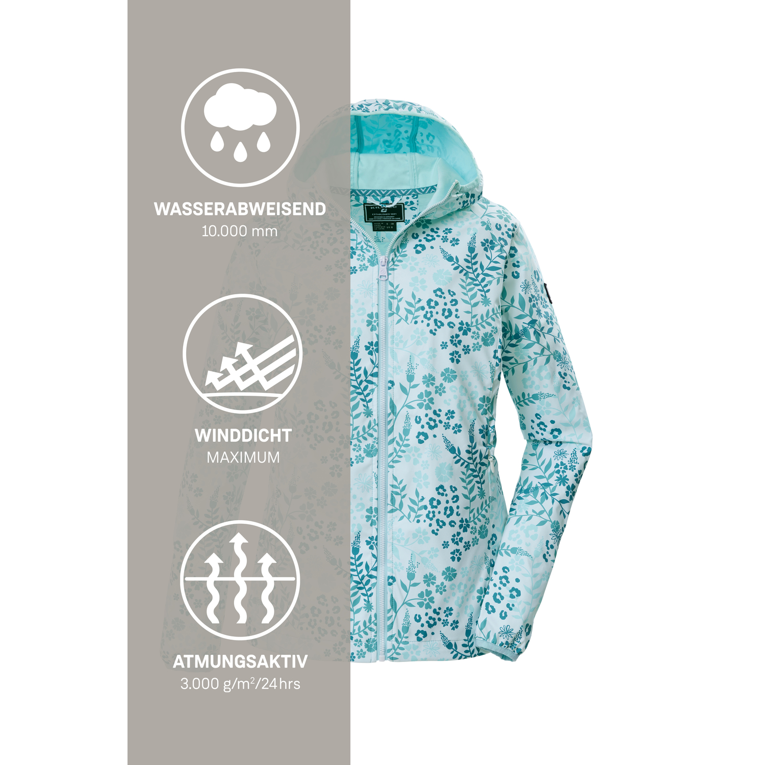 Damen killtec Blau KOS 14 WMN SFTSHLL JCKT AOP Funktionsjacke