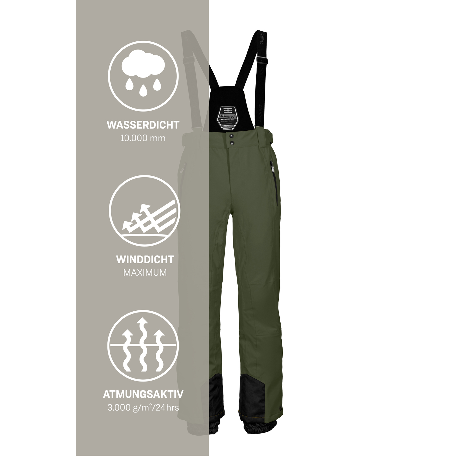Herren killtec Grün KSW 100 ENOSH MN SKI PNTS Latzhose