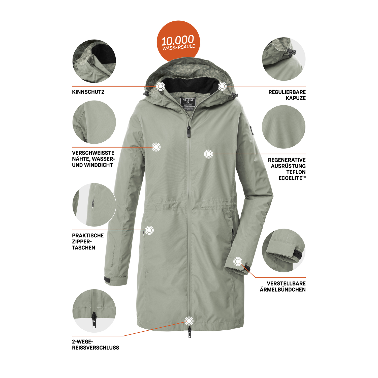 Damen killtec Grün KOS 35 WMN PRK Funktionsjacke