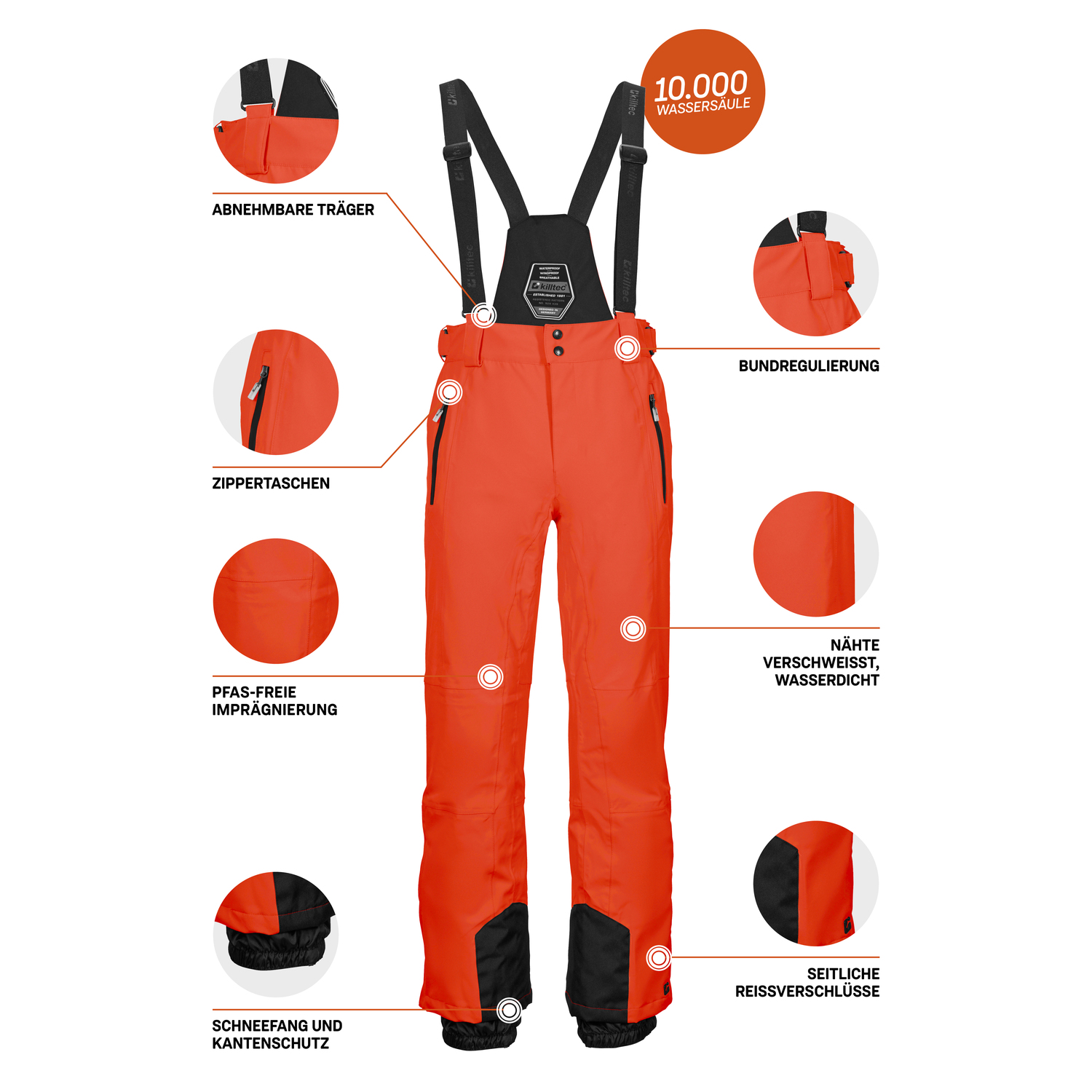 Herren killtec Dunkelorange KSW 100 ENOSH MN SKI PNTS 00541 4XL Latzhose