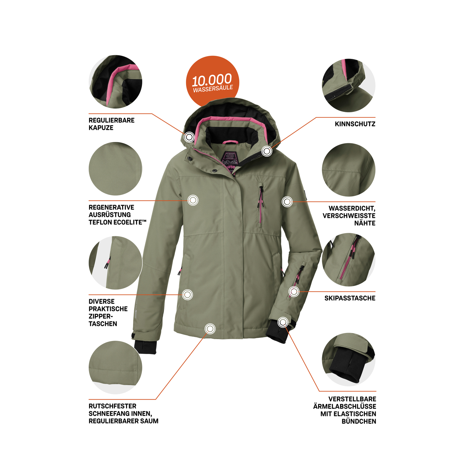 Kinder killtec Grün KSW 205 GRLS SKI JCKT 00734 176 Funktionsjacke