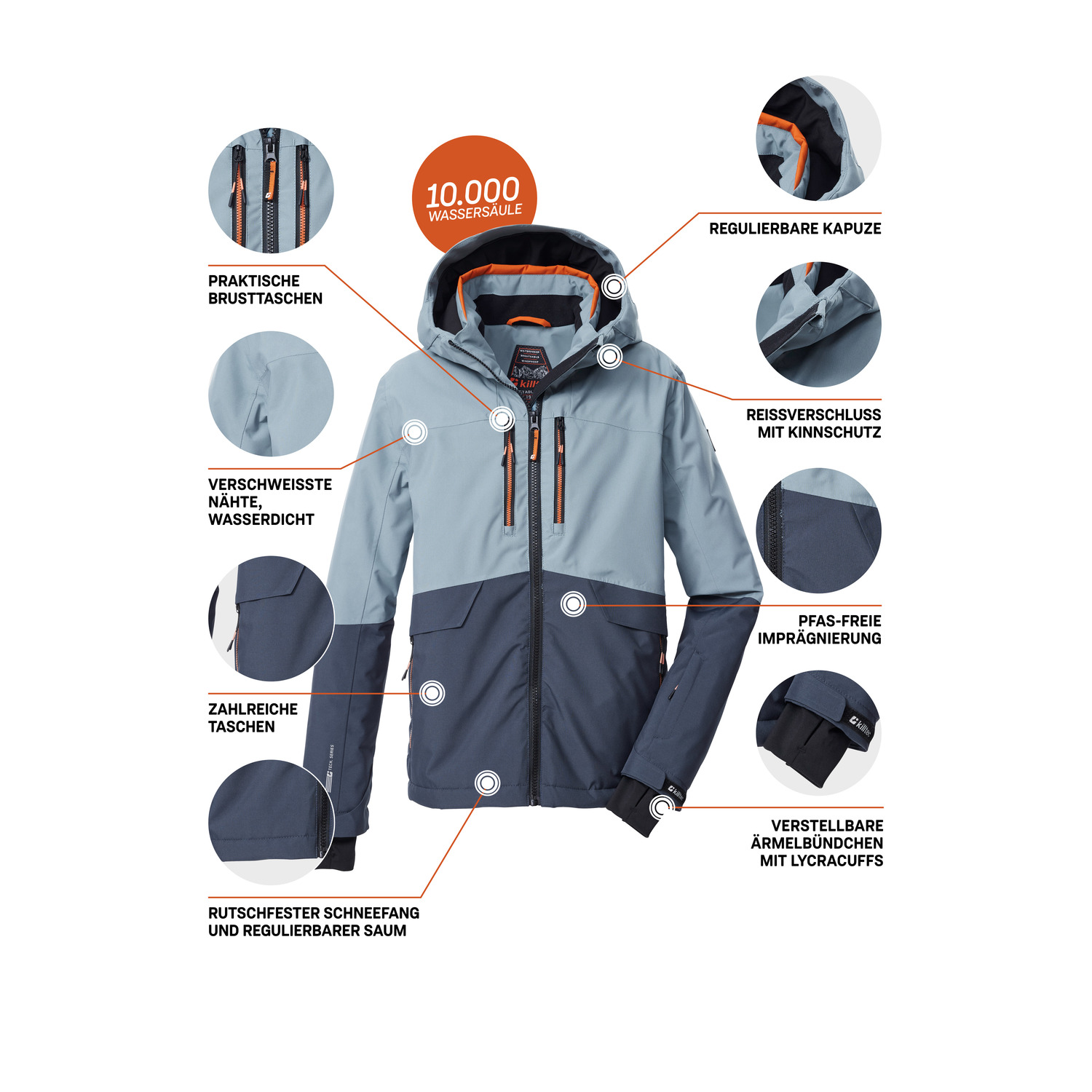 Kinder killtec Rauchblau KSW 201 BYS SKI JCKT 00823 176 Funktionsjacke