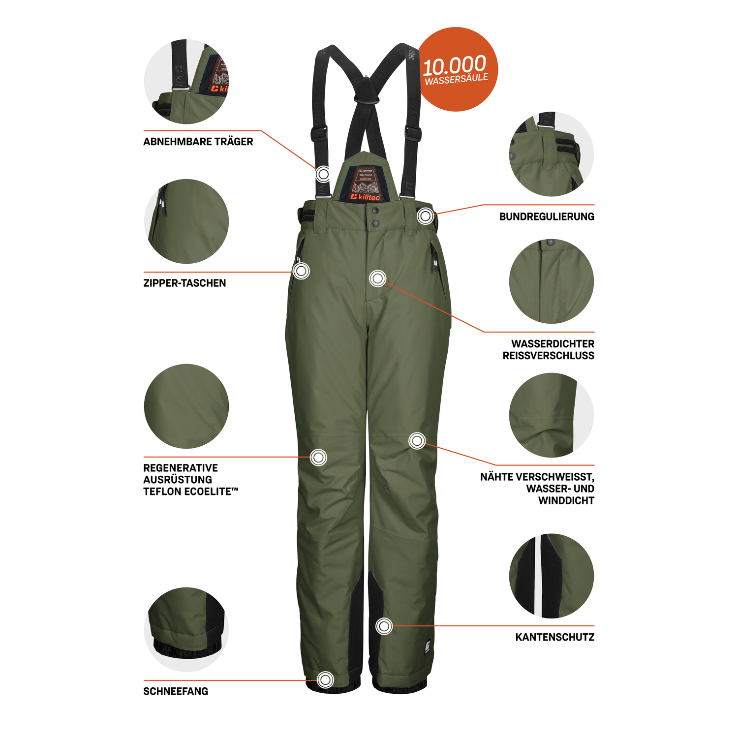 Kinder killtec Oliv KSW 214 BYS SKI PNTS Latzhose