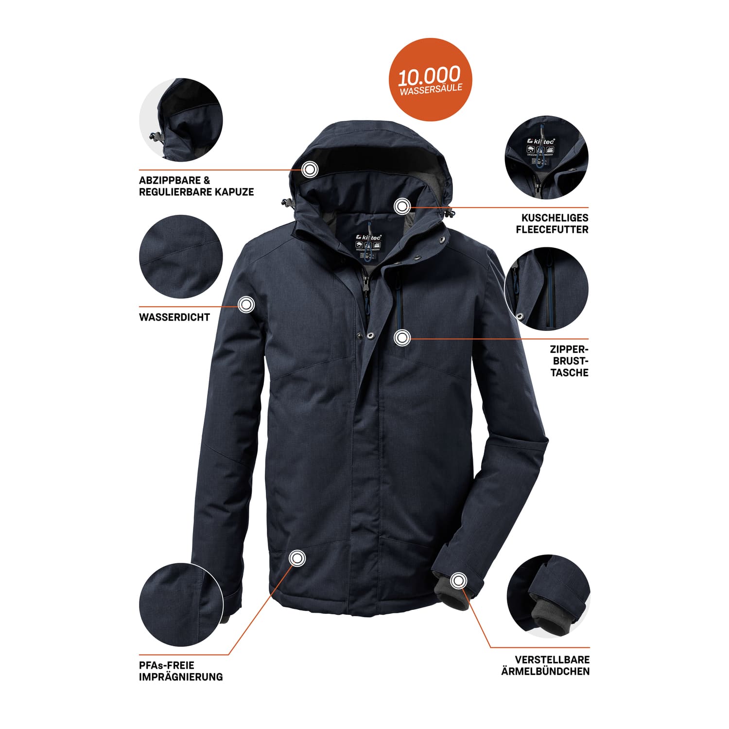 Herren killtec Blau KOW 161 MN JCKT 00339 6XL Funktionsjacke