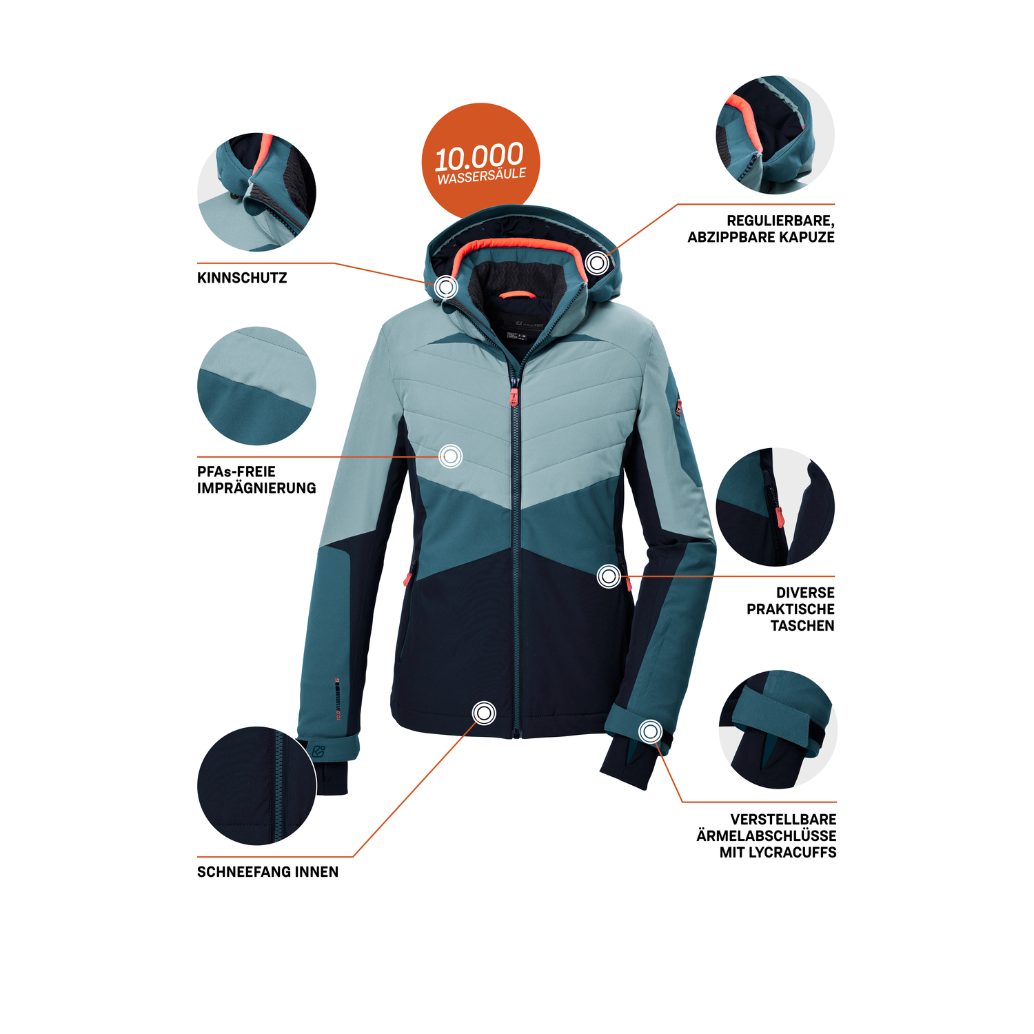 Damen killtec Kristallblau KSW 34 WMN SKI JCKT 00525 46 Funktionsjacke